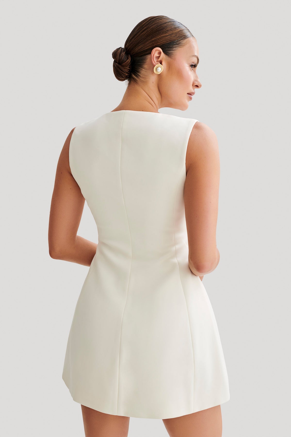 Lysandre Crepe Mini Dress - Ivory #3