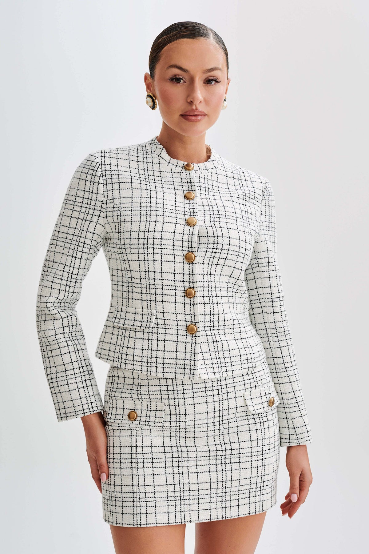 Priscilla Tweed Mini Skirt - White #9