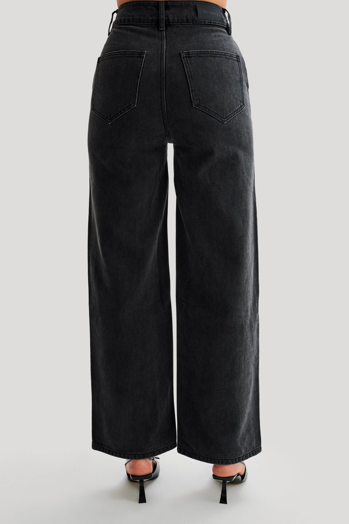 Roxy Wide Leg High Waist Denim Jeans - Washed Black #3