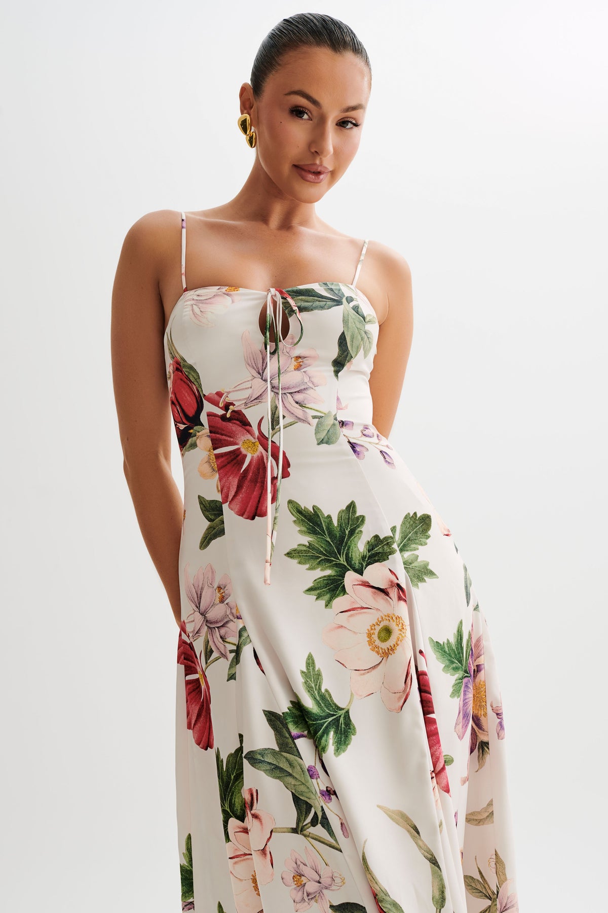 Luciana Satin Midi Dress - Bella Rosa Print #5