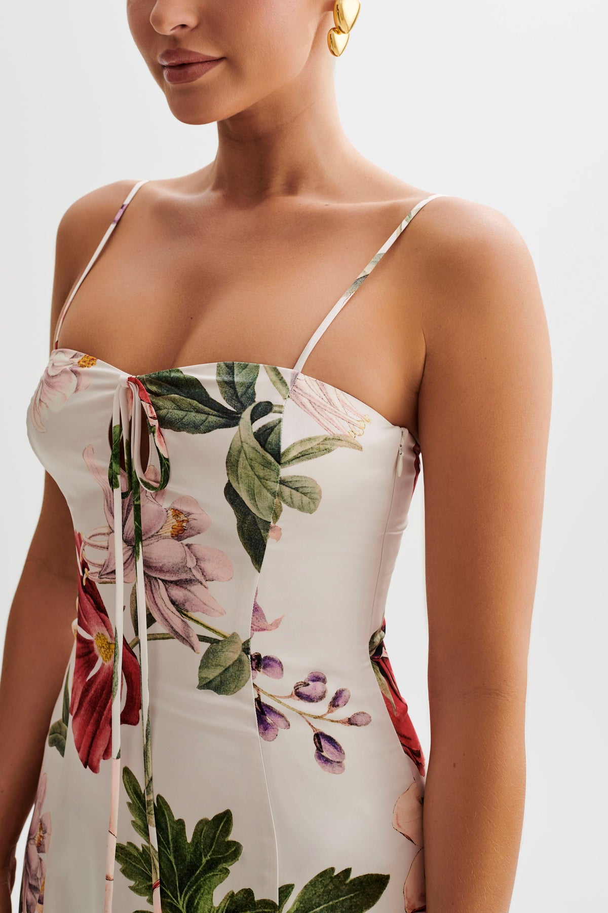 Luciana Satin Midi Dress - Bella Rosa Print #3