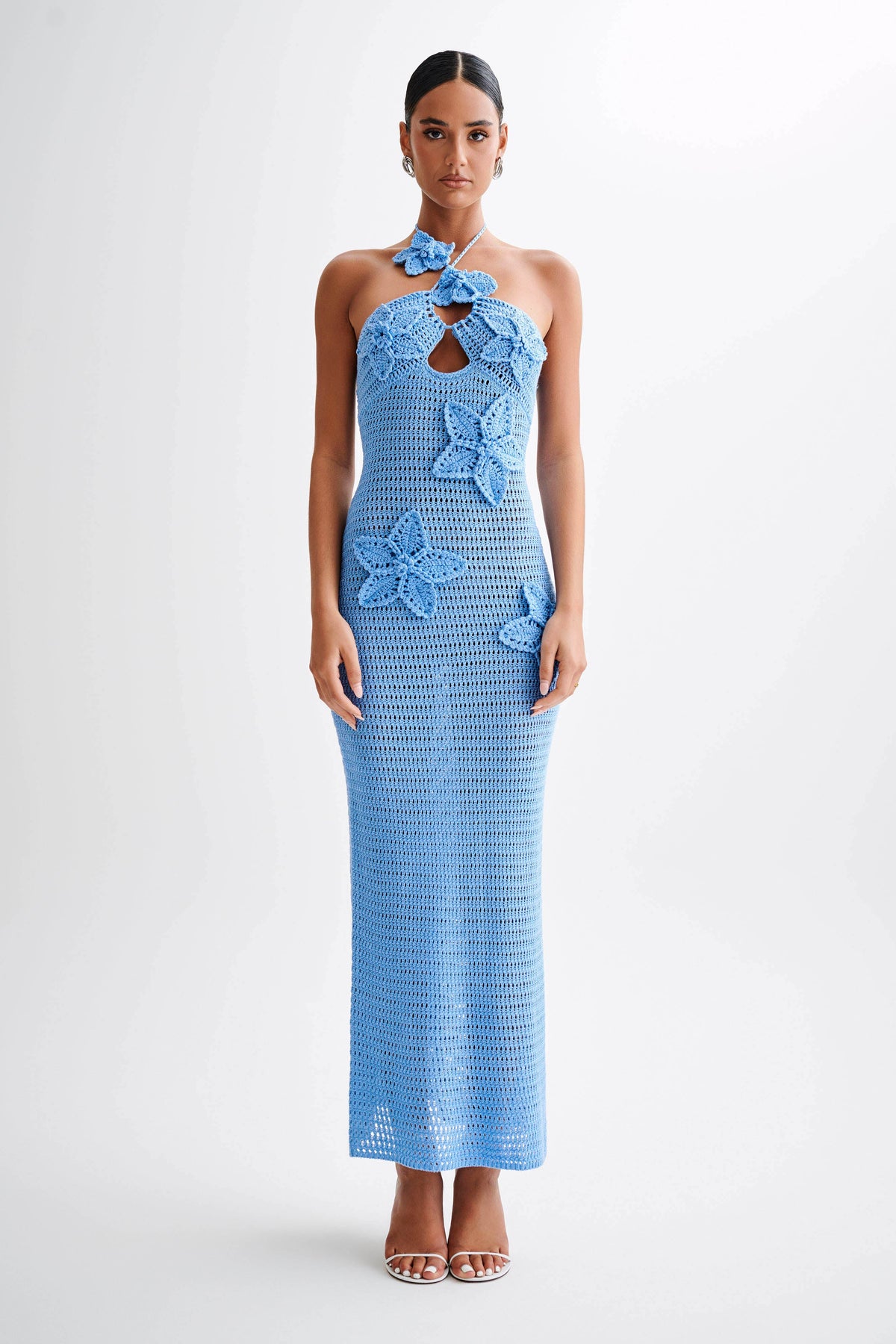 Kyla Floral Crochet Maxi Dress - Cornflower Blue #2