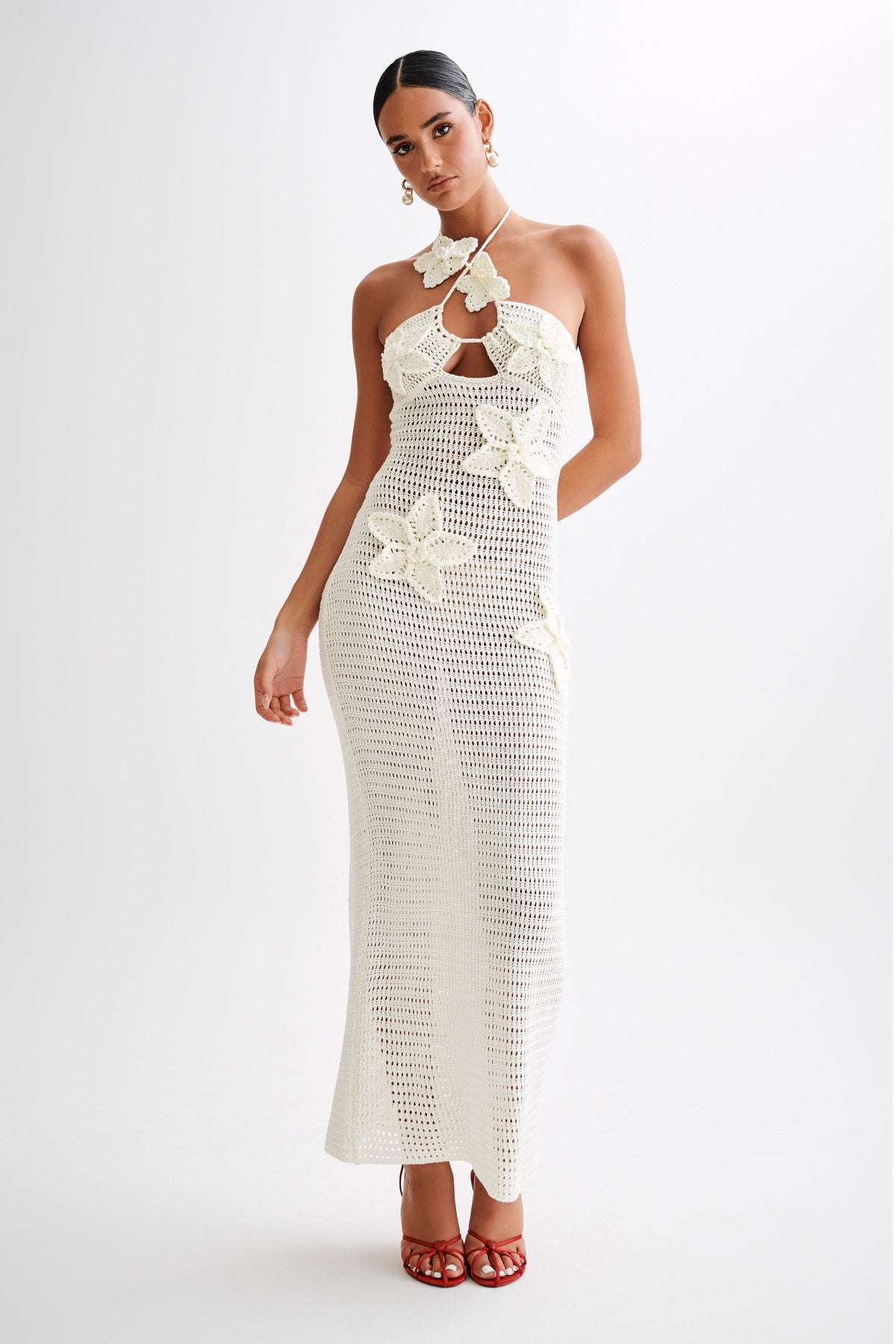 Kyla Floral Crochet Maxi Dress - Ivory #6