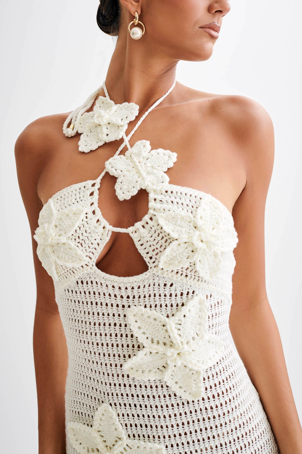 Kyla Floral Crochet Maxi Dress - Ivory #3