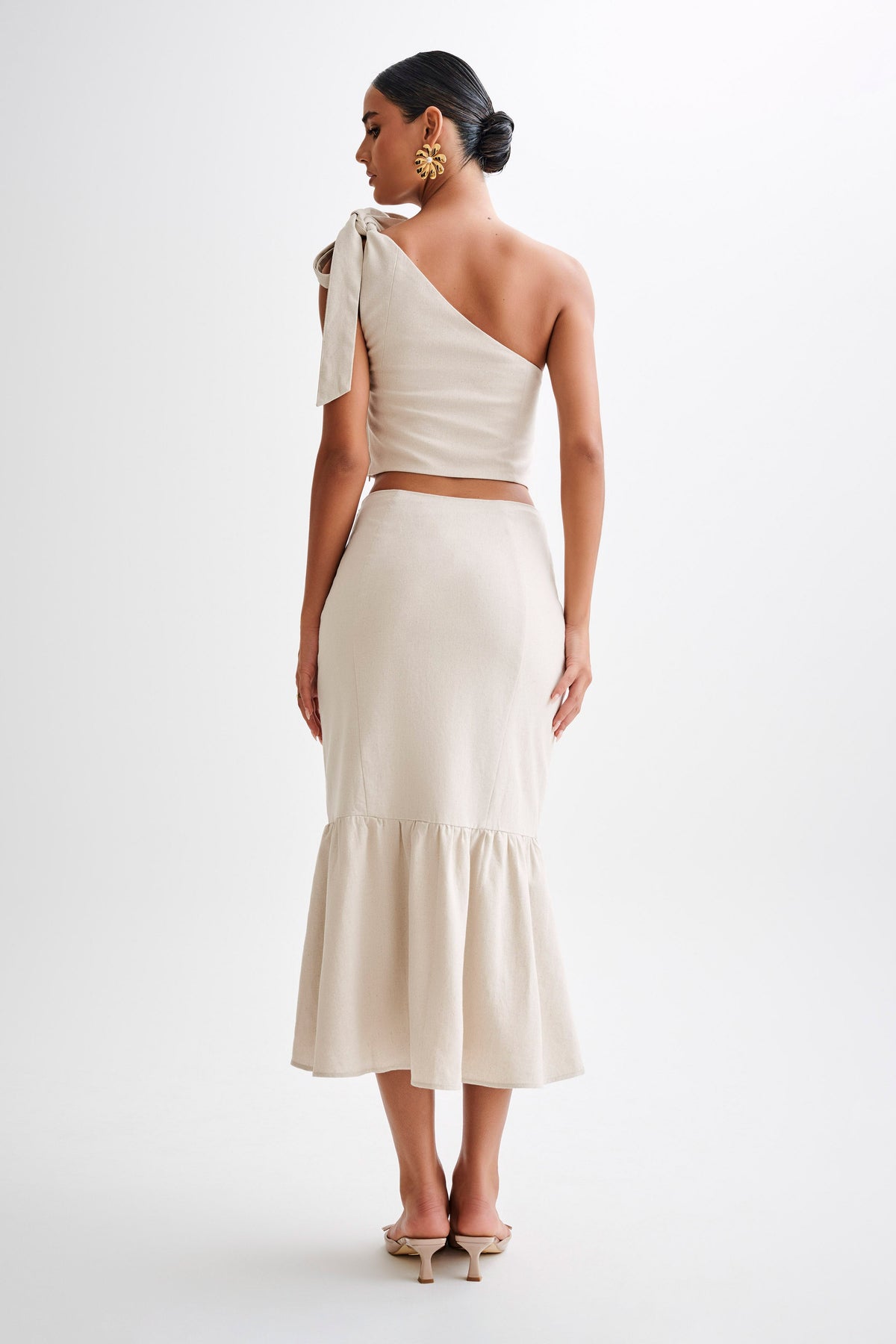 Venezia Linen One Shoulder Tie Top - Natural #6