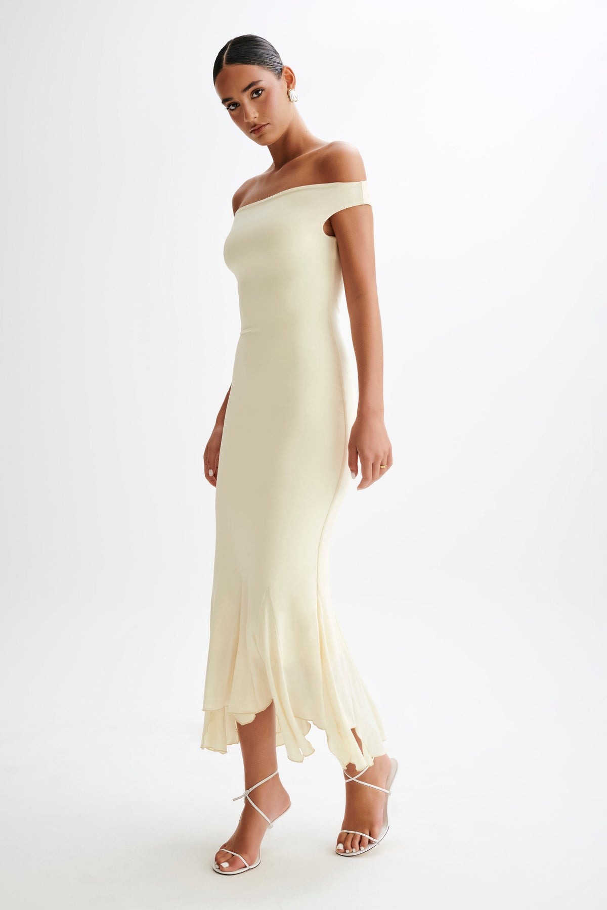 Analina Slinky Handkerchief Midi Dress - Lemon Sherbet #4