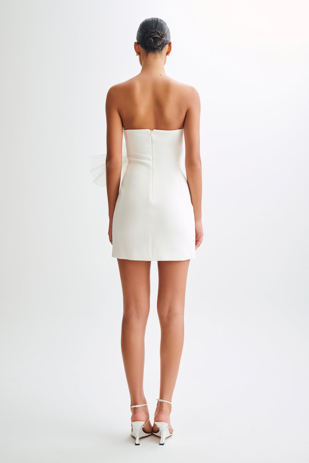 Victoria Strapless Mini Dress With Oversized Flower - White #10