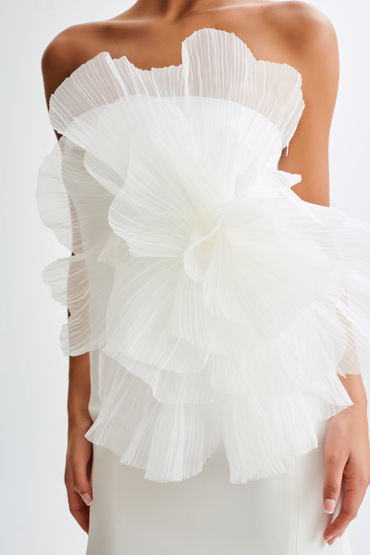 Victoria Strapless Mini Dress With Oversized Flower - White #4