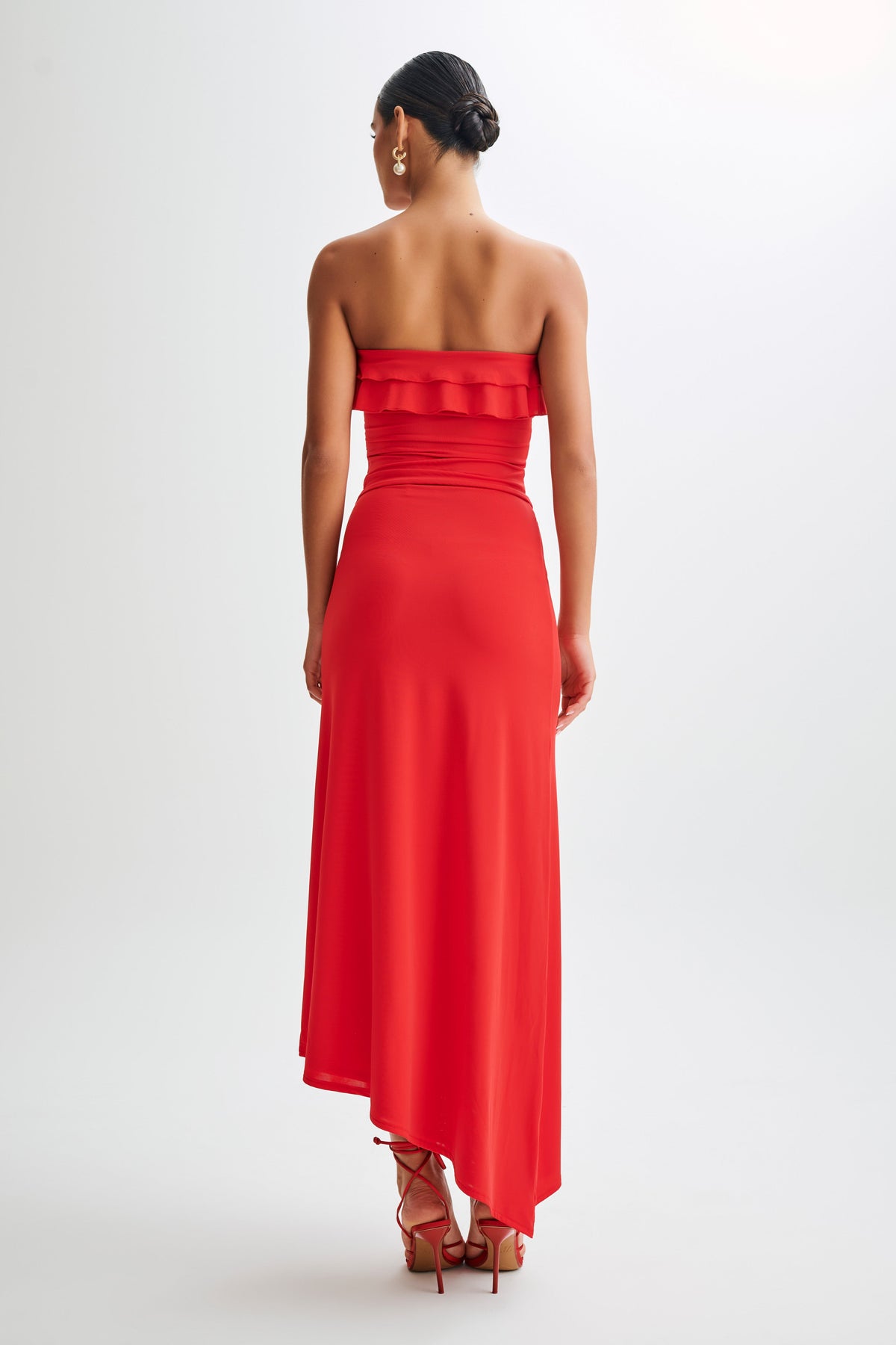Bea Strapless Slinky Ruffle Top - Pomegranate #7