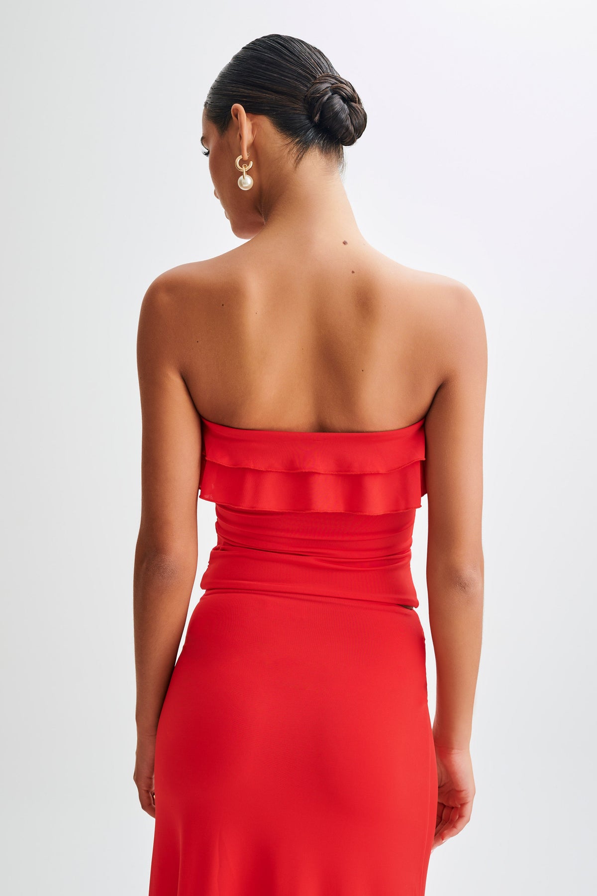 Bea Strapless Slinky Ruffle Top - Pomegranate #3