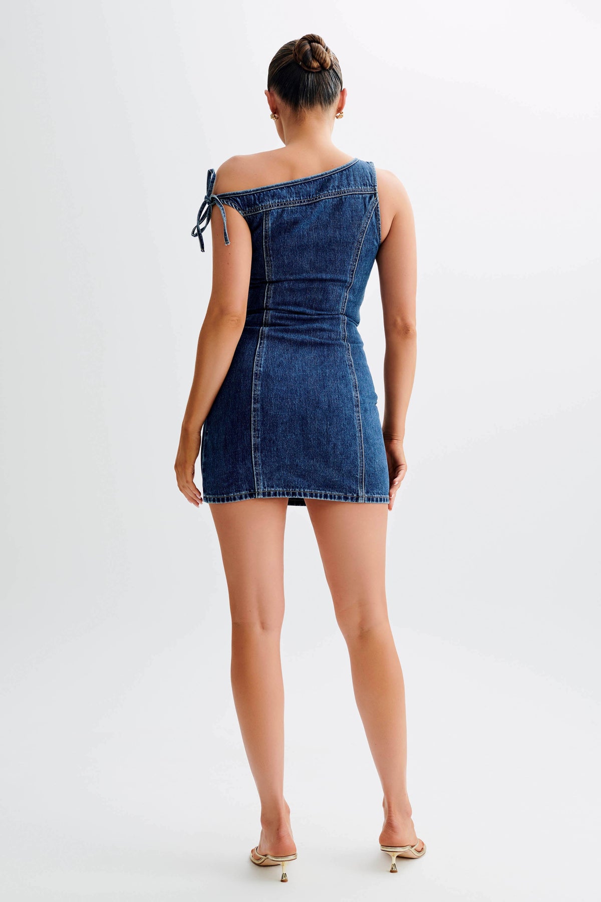 Baker Off Shoulder Denim Mini Dress - Dark Blue #7
