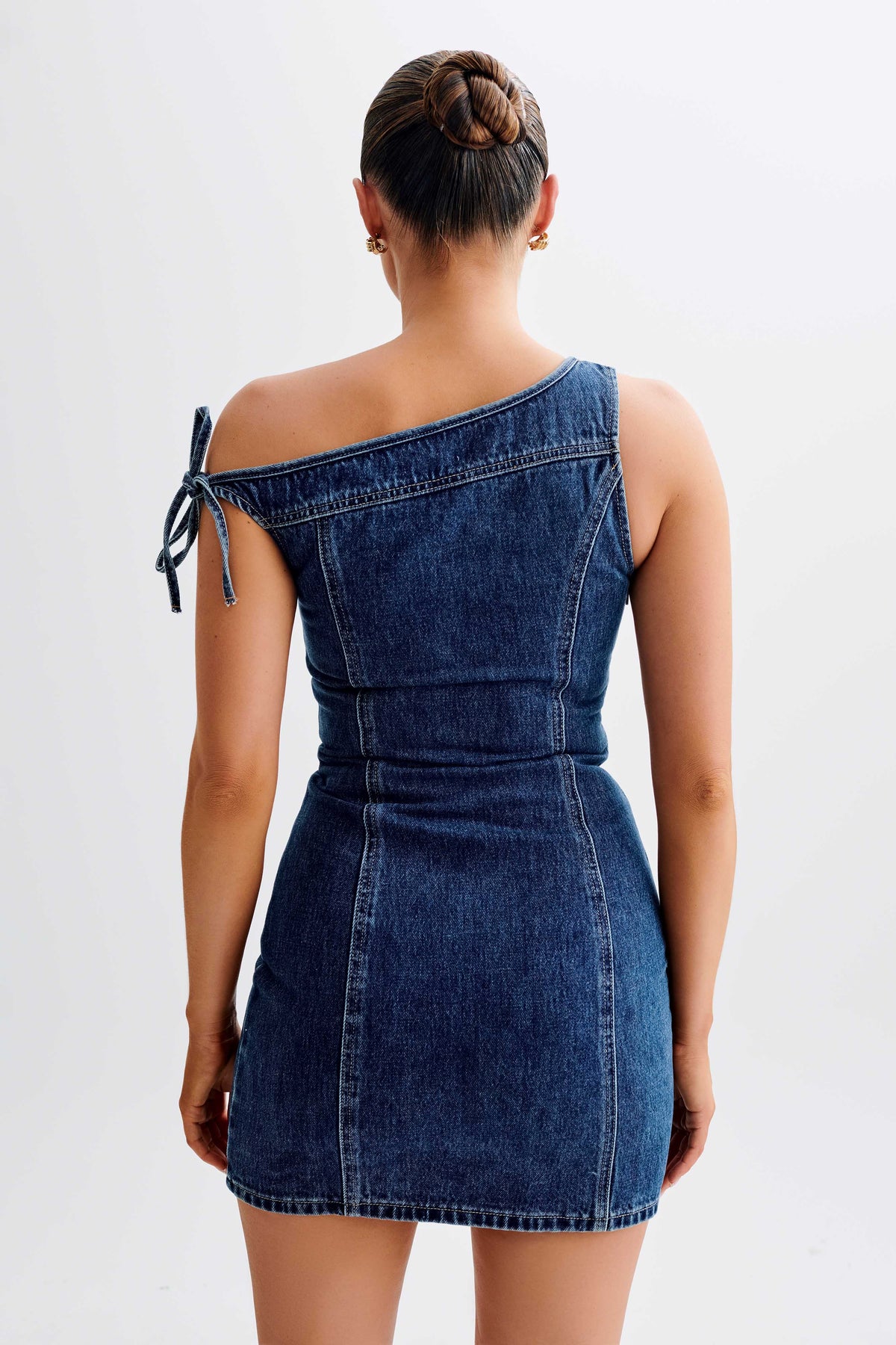 Baker Off Shoulder Denim Mini Dress - Dark Blue #9