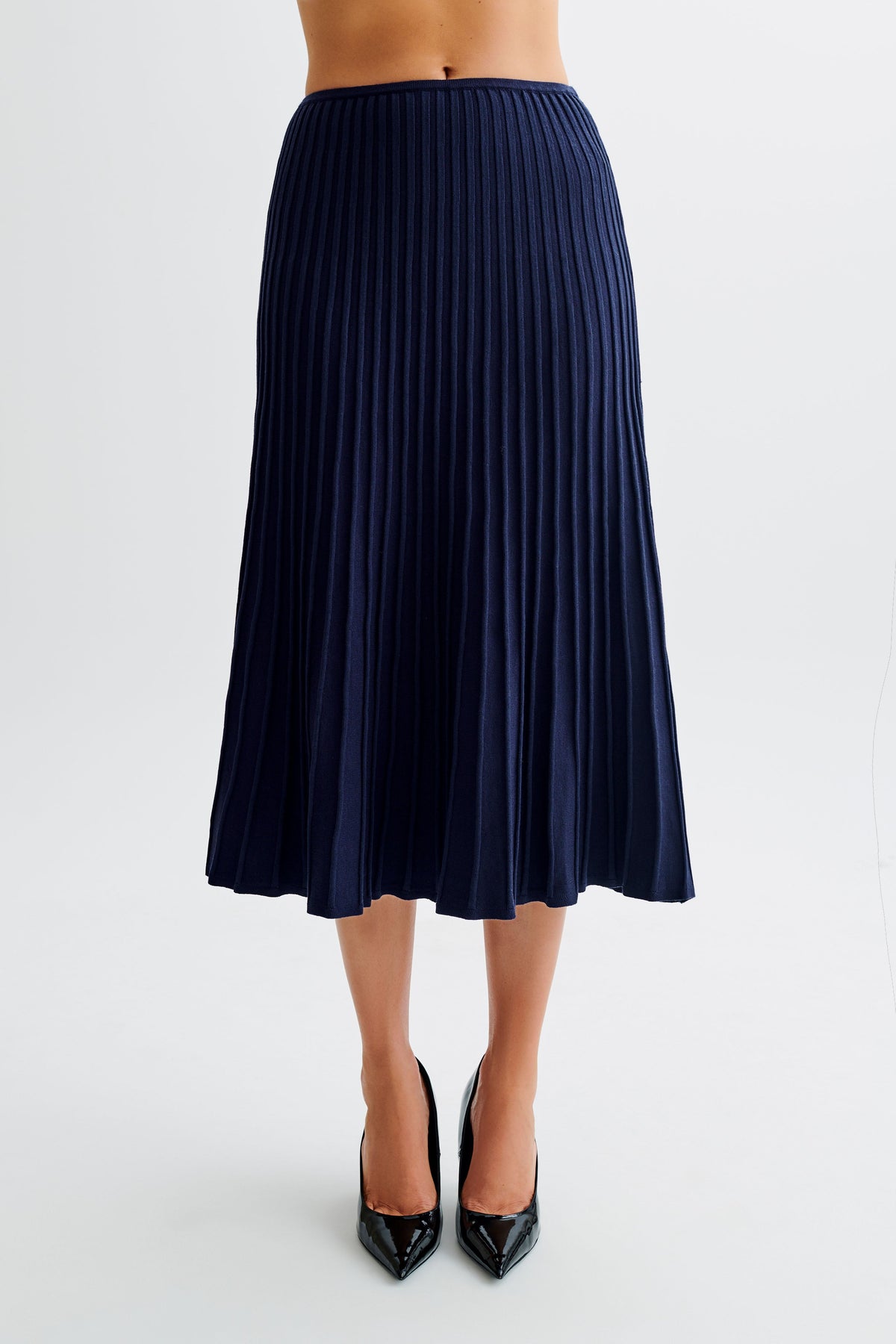Jolene Rib Knit Midi Skirt - Navy #3