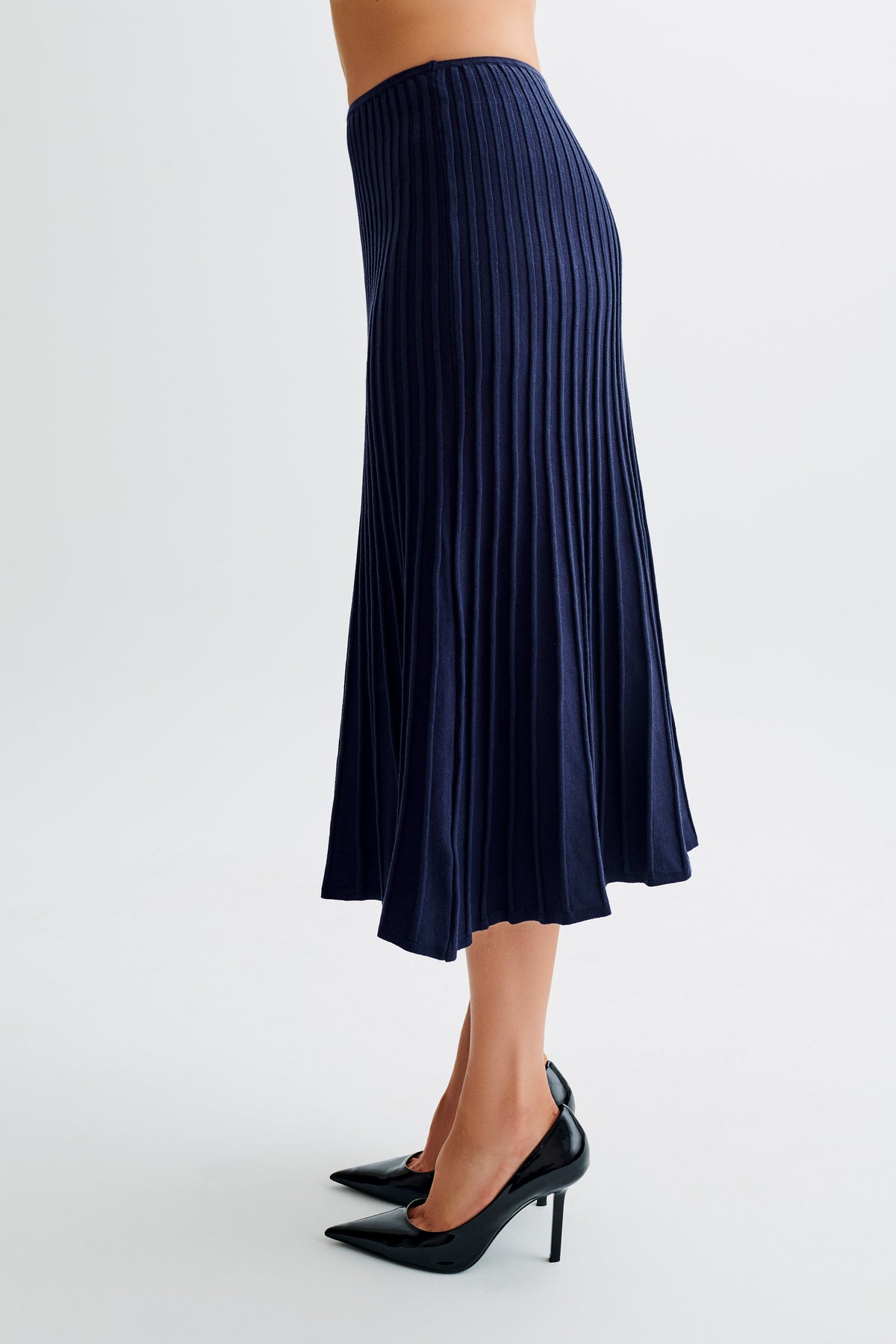 Jolene Rib Knit Midi Skirt - Navy #7