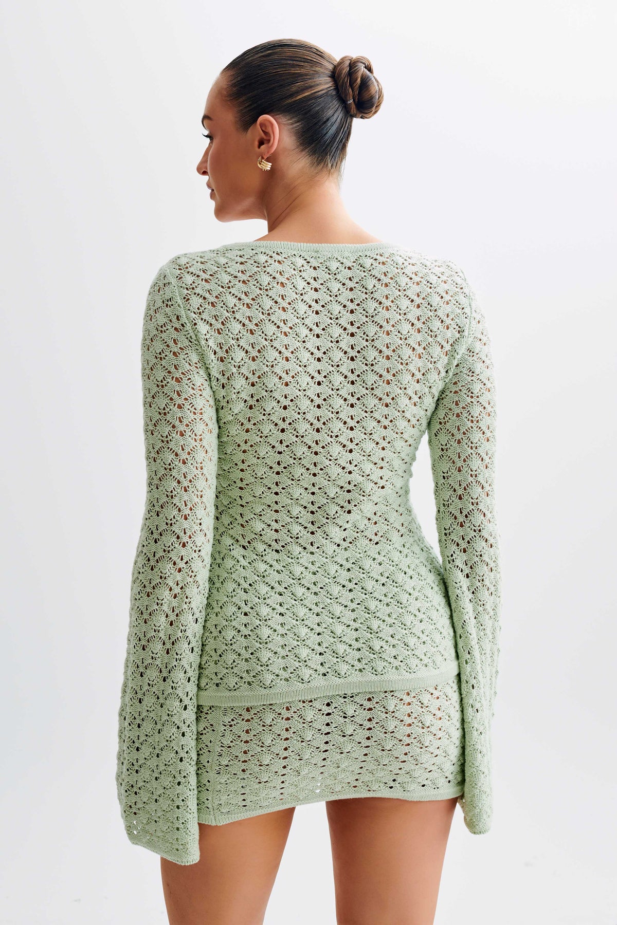 Murphy Long Sleeve Knit Shell Button Cardigan - Pastel Green #5