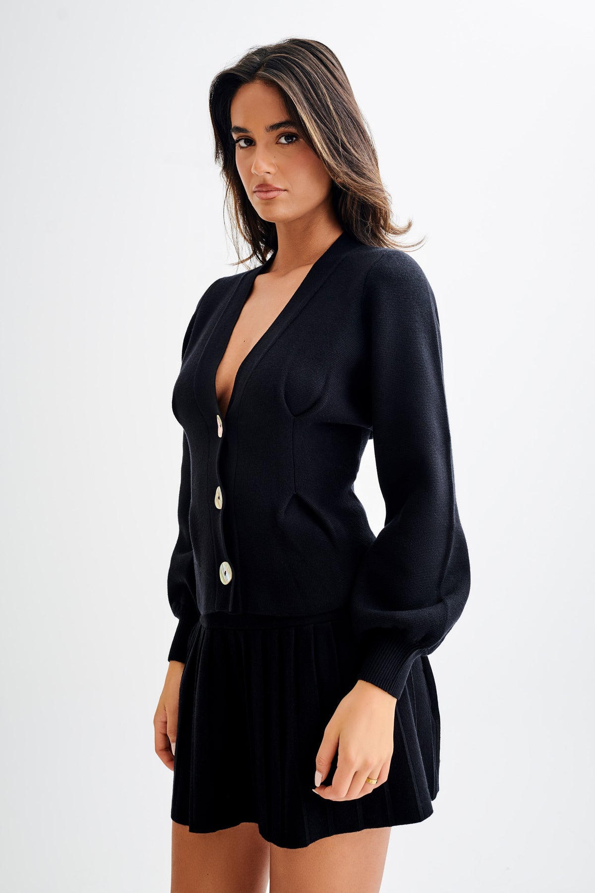 Beverly Knit Cinched Cardigan - Black #4
