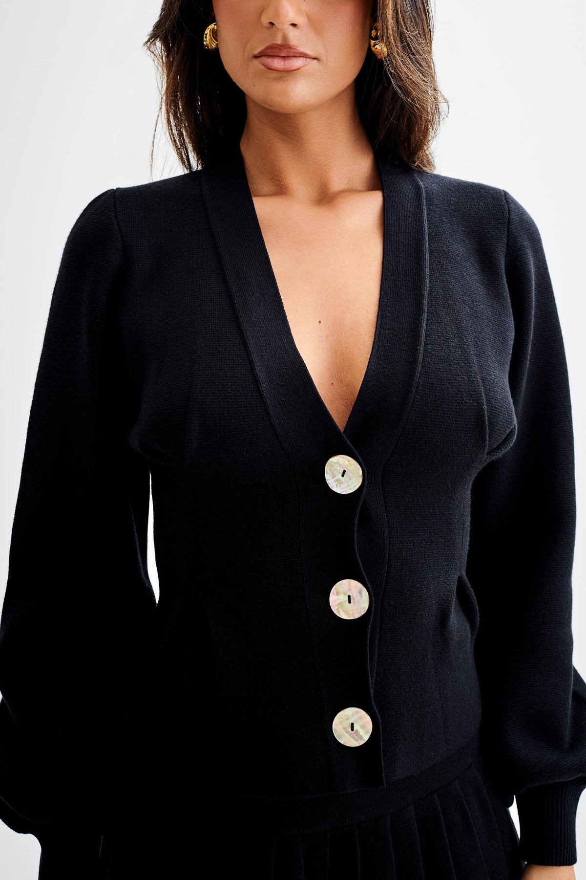 Beverly Knit Cinched Cardigan - Black #3