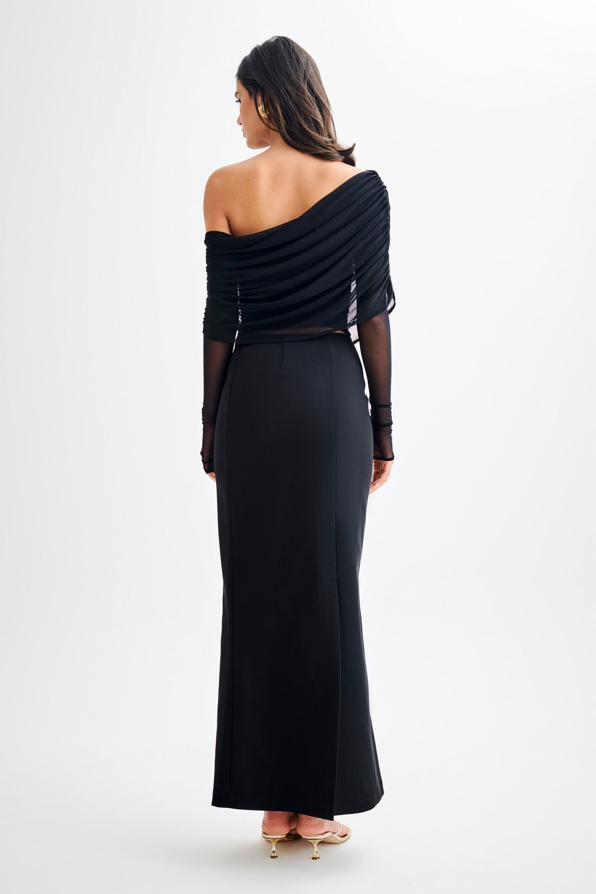 Everly Sheer Mesh Off Shoulder Top - Black #5