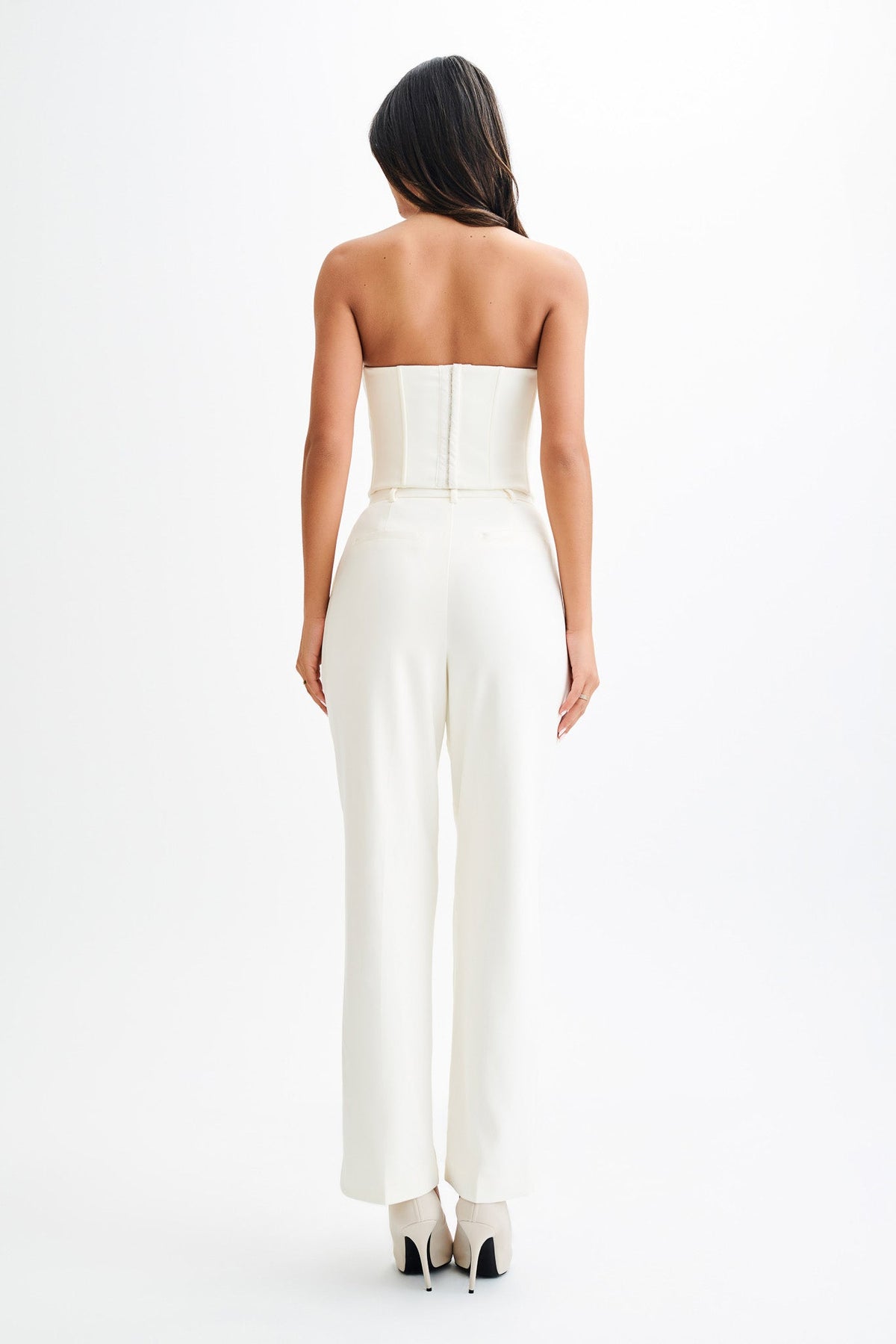 Oceane Contrast Suiting Strapless Corset - White #7