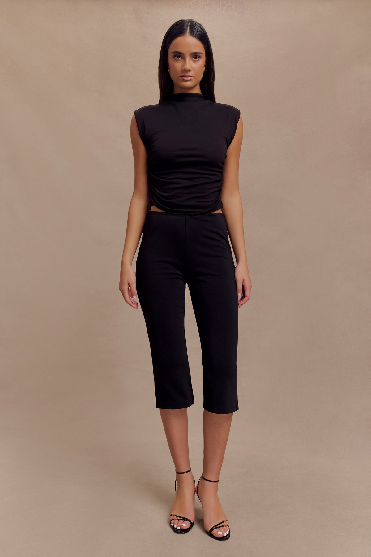 Layla Flared Crepe Capri Pants - Black #6