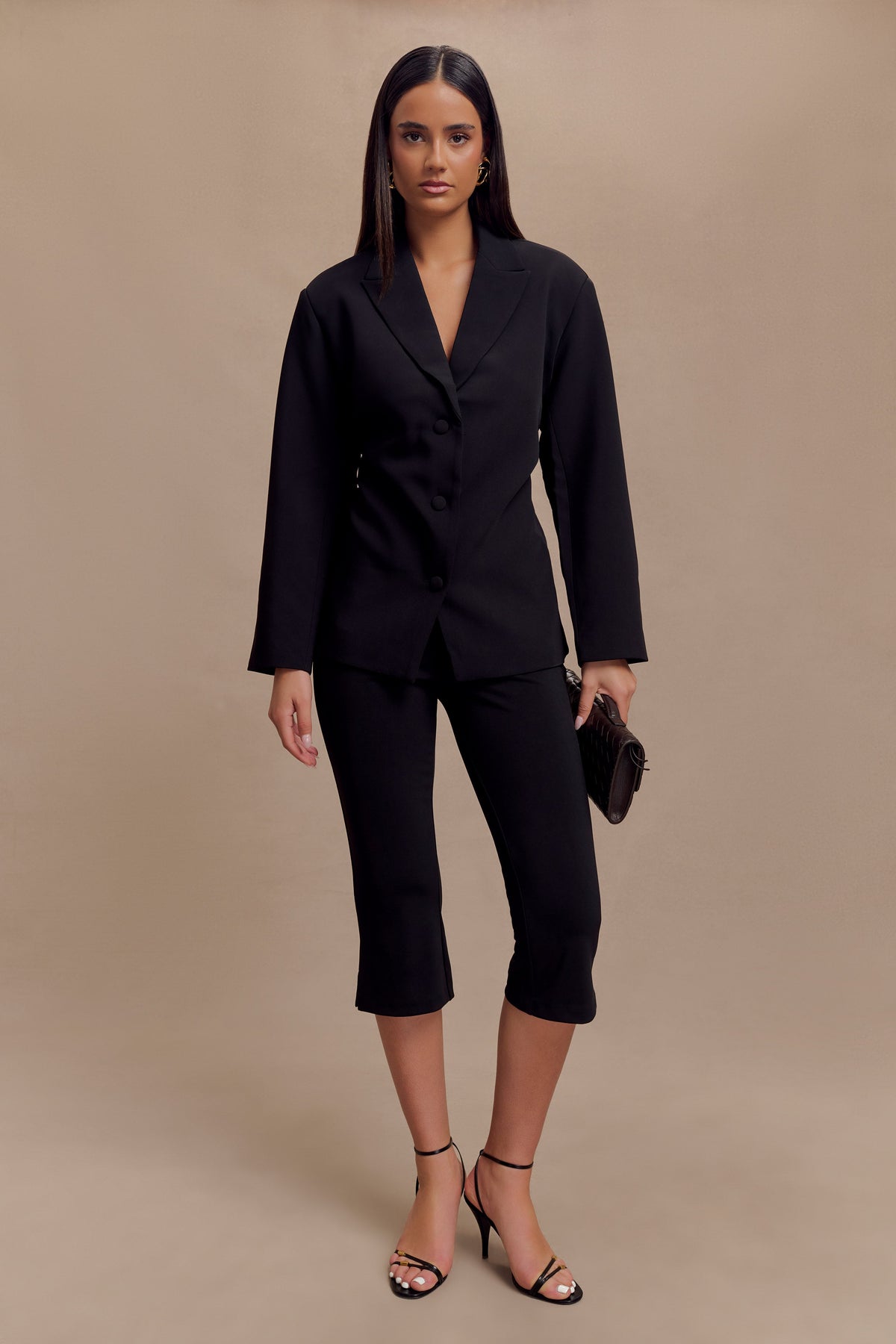 Layla Flared Crepe Capri Pants - Black #3