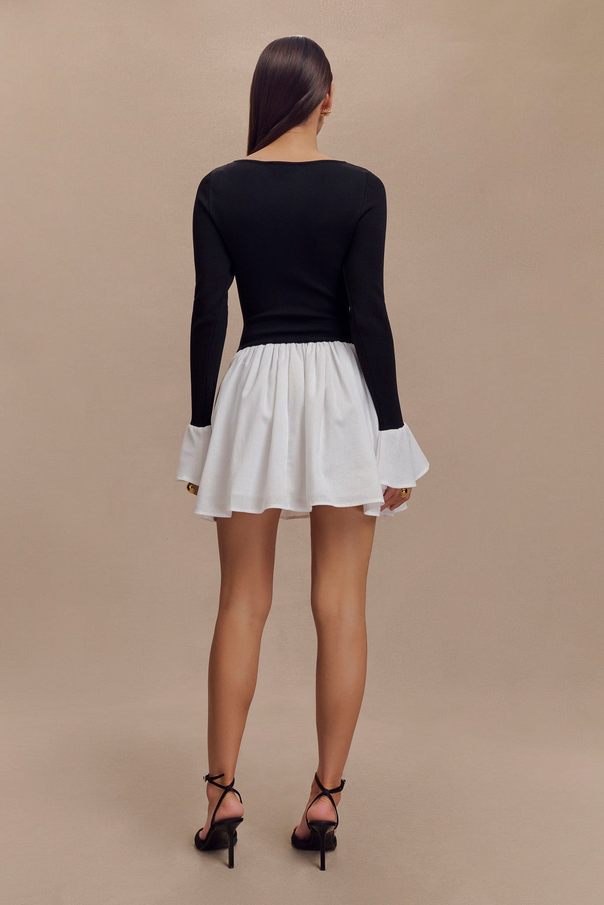 Sansa Knit And Linen Mini Dress - Black & White #2