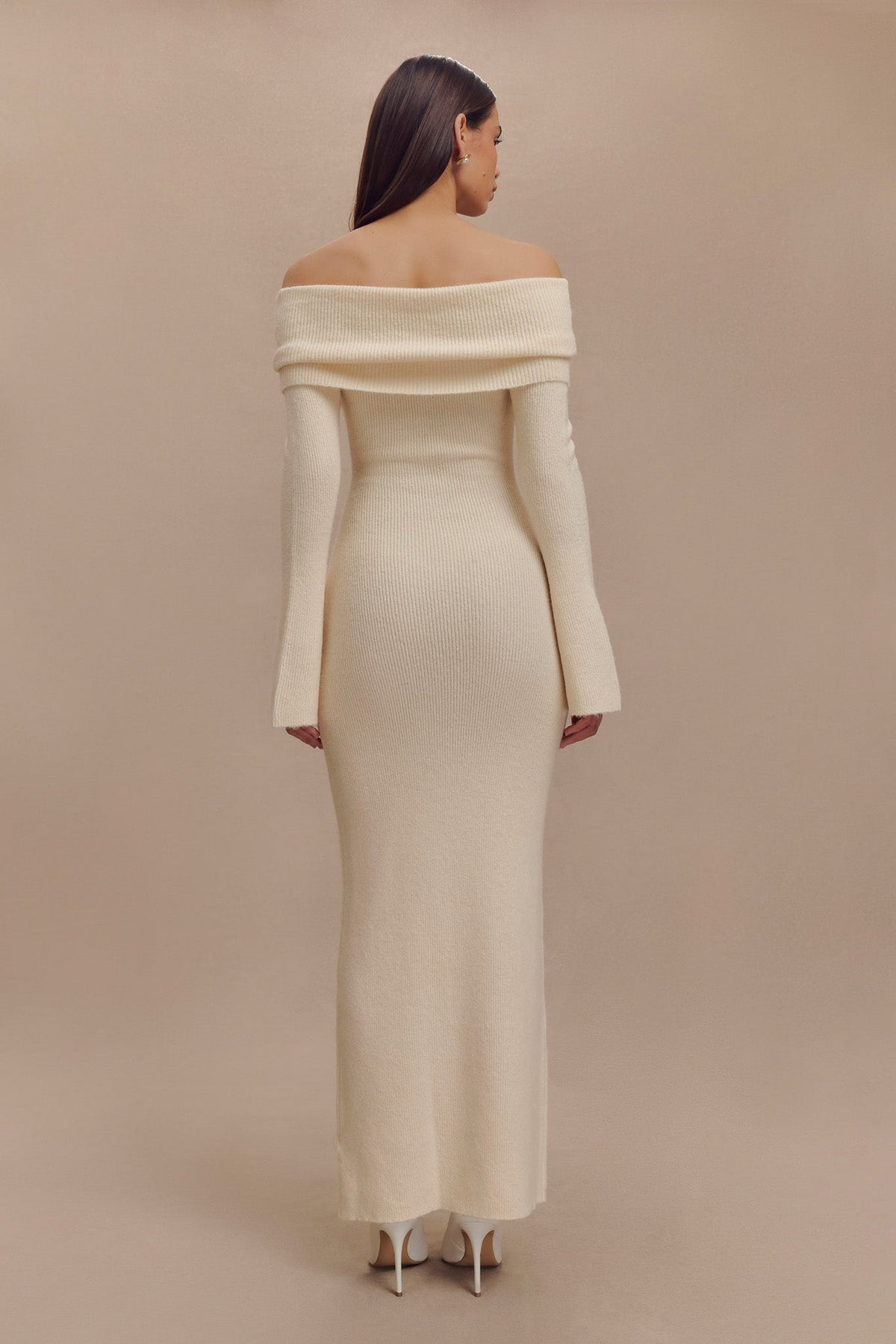 Katherine Off Shoulder Knit Maxi Dress - Ivory #2