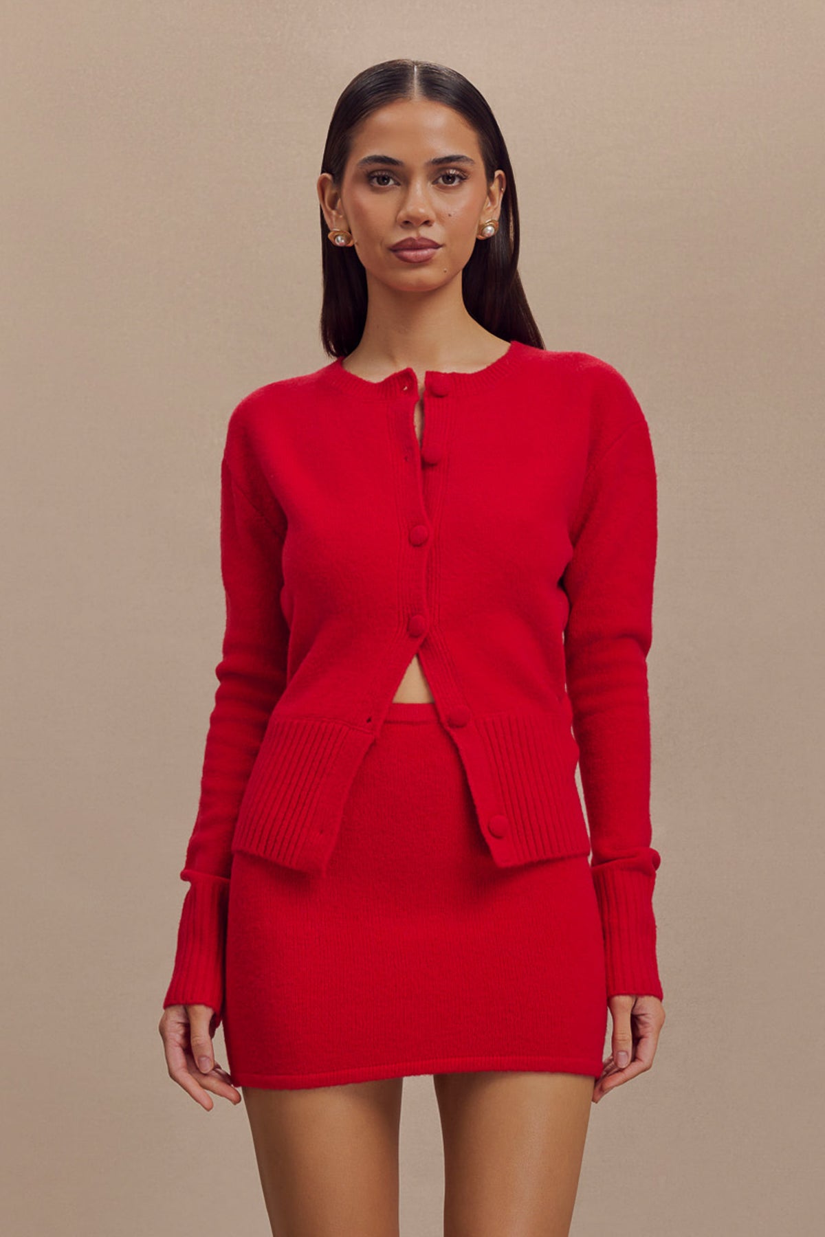 Genevieve Oversized Knit Cardigan - Ruby #2