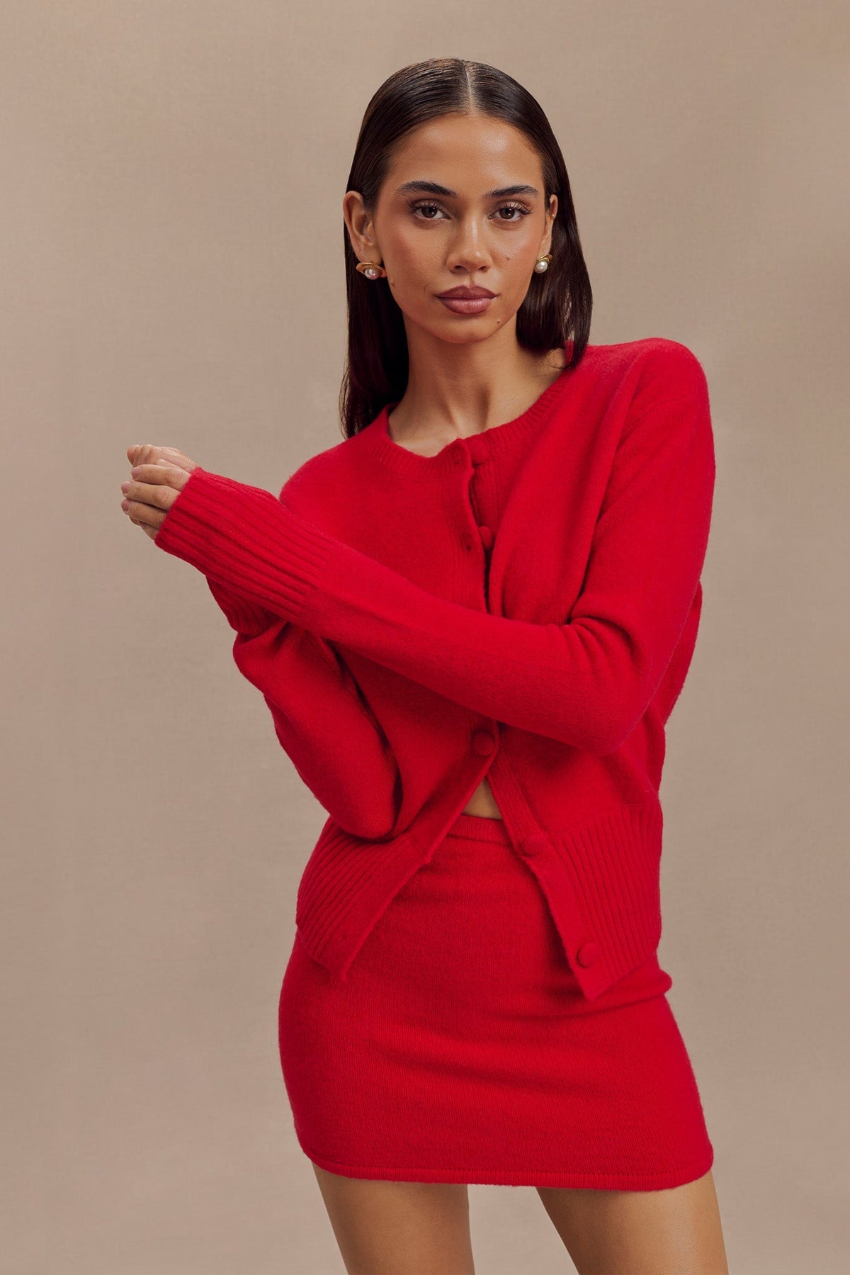 Genevieve Oversized Knit Cardigan - Ruby #8