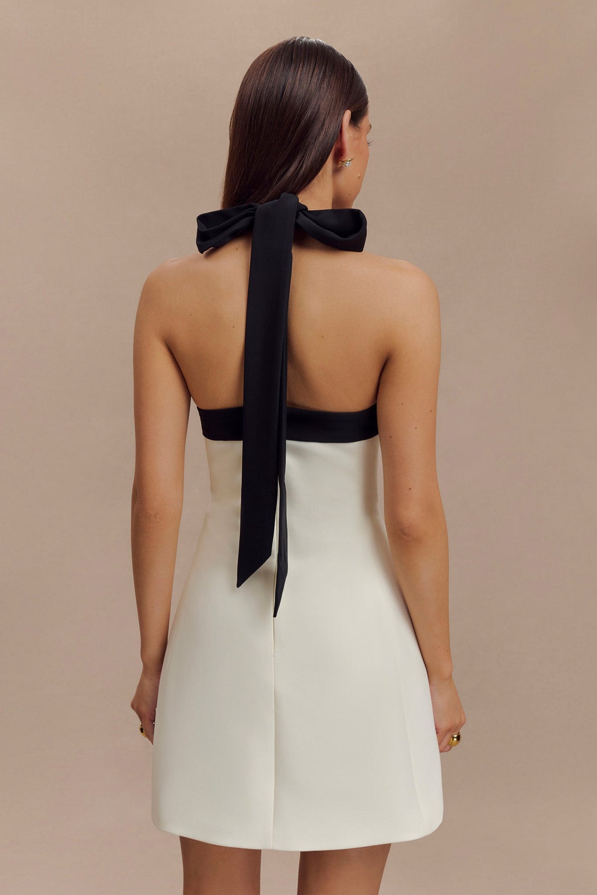Cara Contrast Suiting Mini Dress - Black/White #7