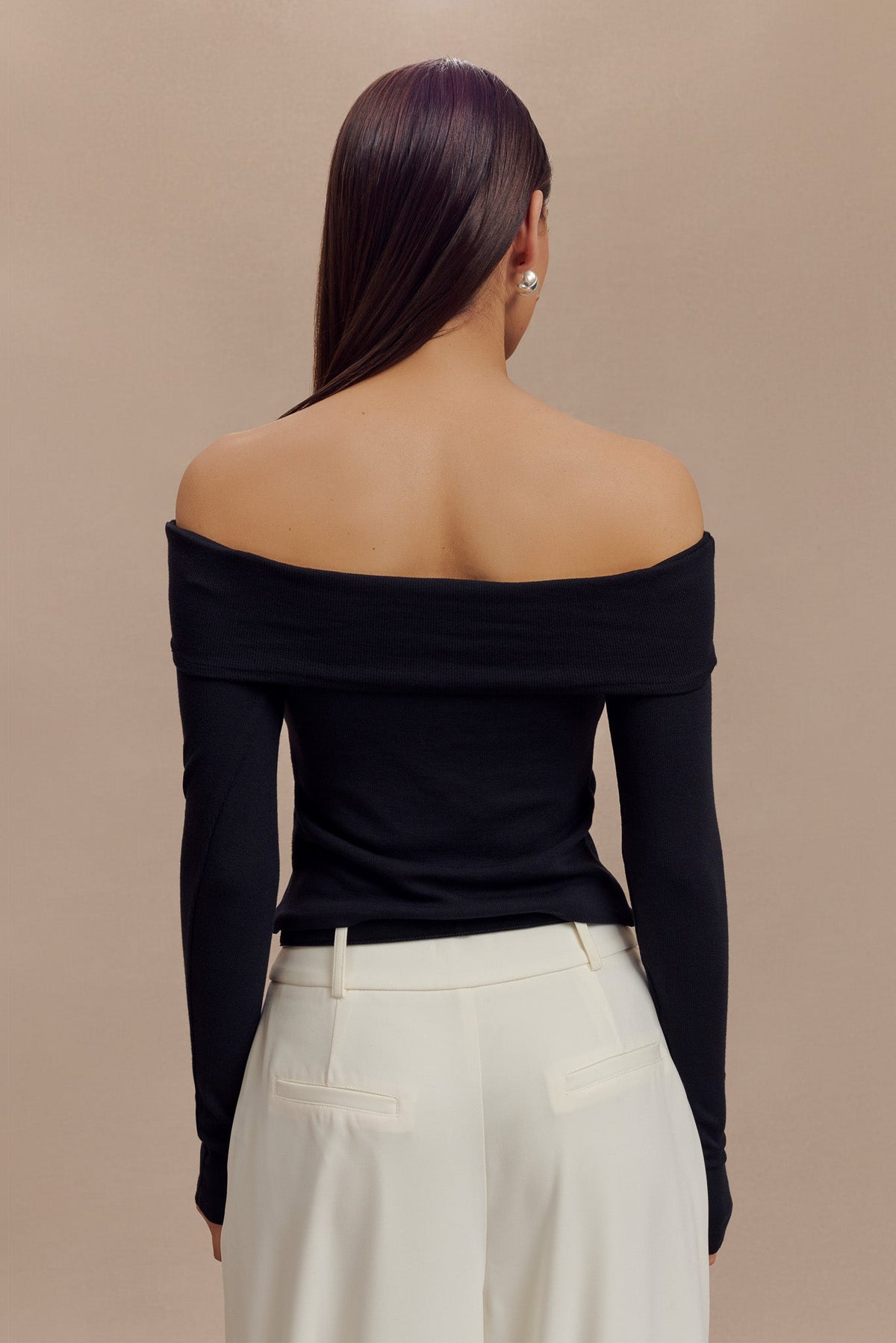 Briah Cut Out Modal Long Sleeve Top - Black #3