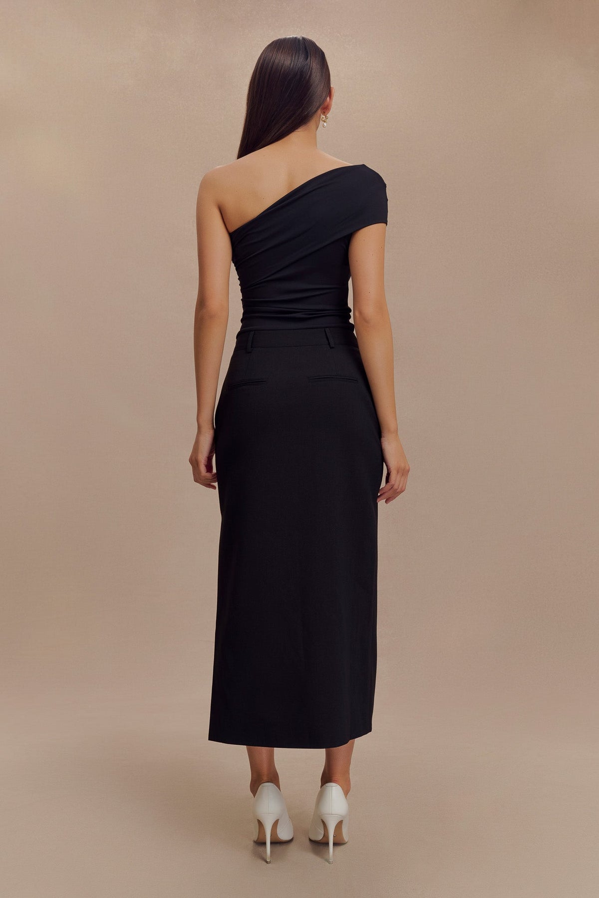 Solene One Shoulder Recycled Nylon Twist Top - Black #8