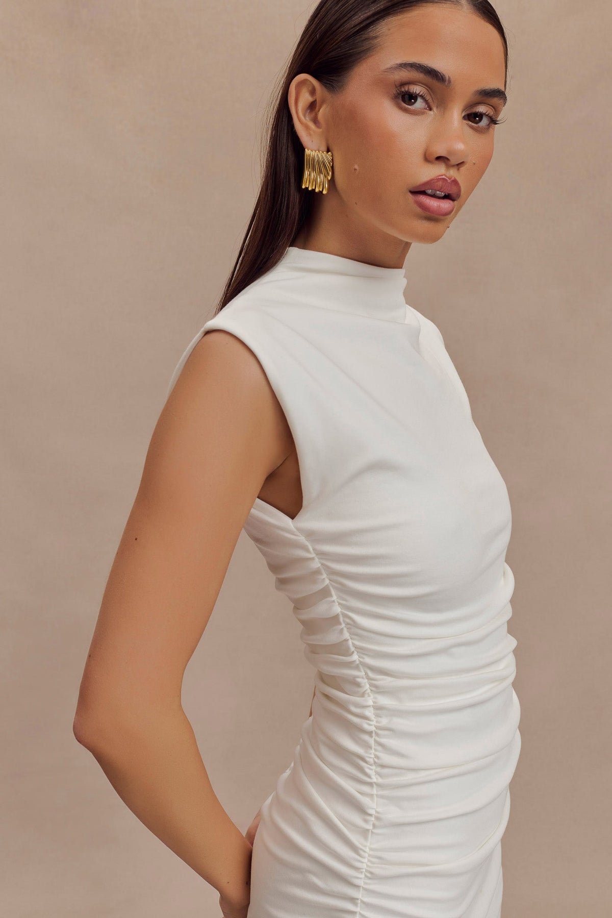 Elliot High Neck Sleeveless Mini Dress - White #3