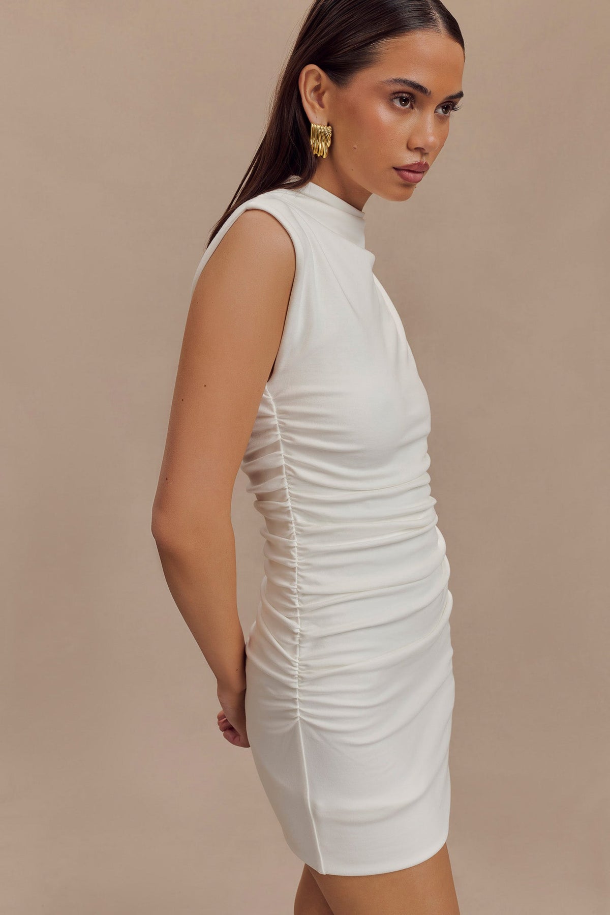 Elliot High Neck Sleeveless Mini Dress - White #6