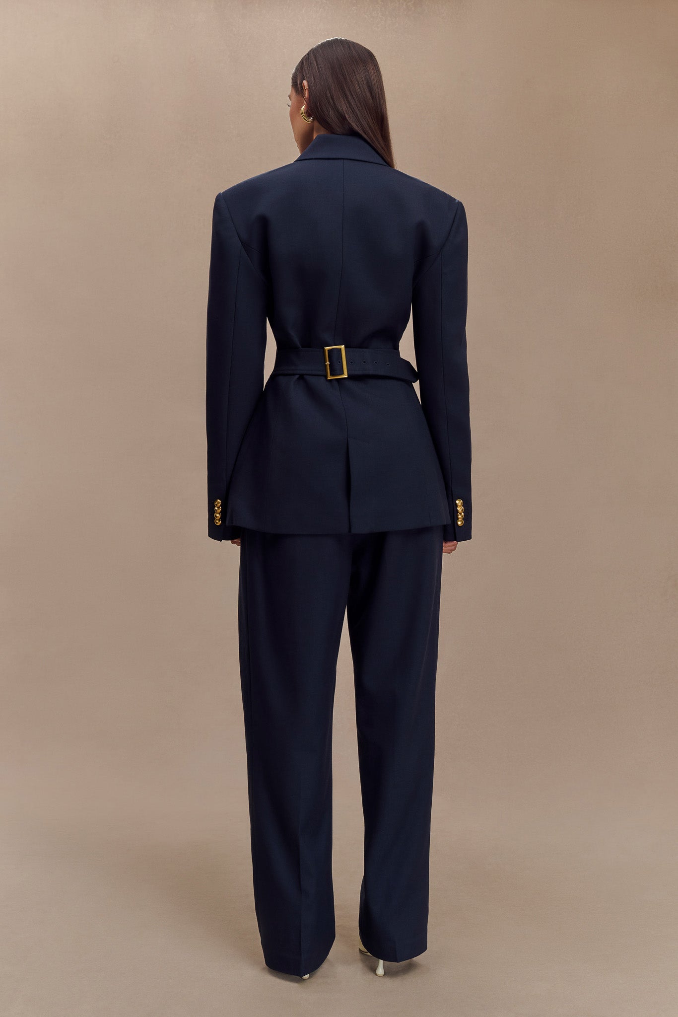 Penelope Pleated High Waisted Pants - Dark Navy #7