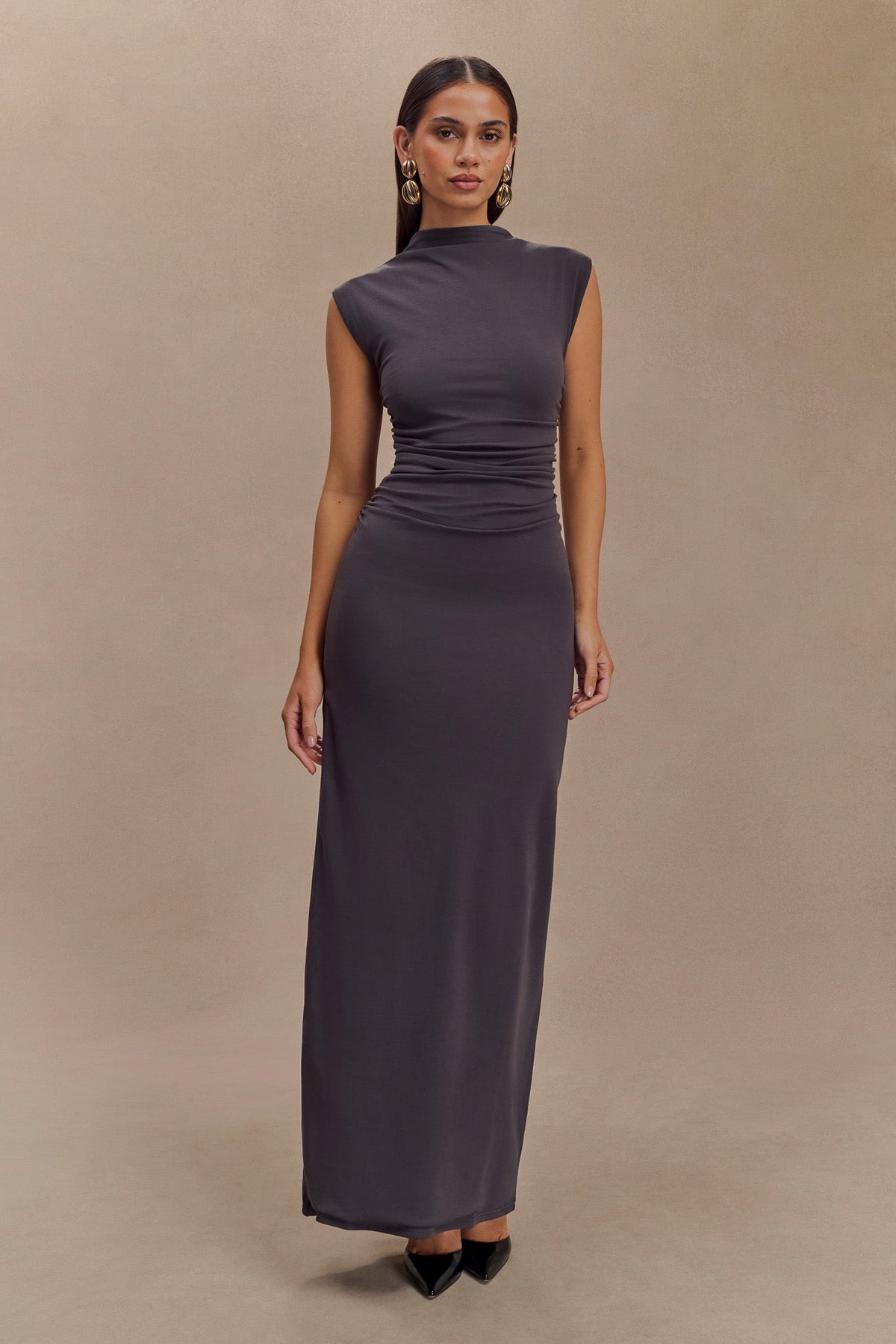 Elliot High Neck Sleeveless Maxi Dress - Dark Charcoal #7