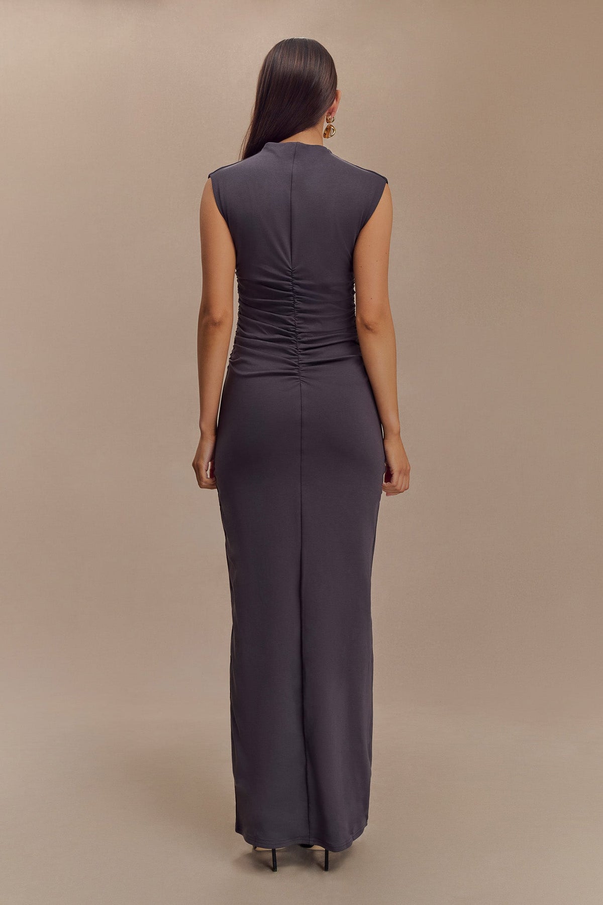 Elliot High Neck Sleeveless Maxi Dress - Dark Charcoal #3