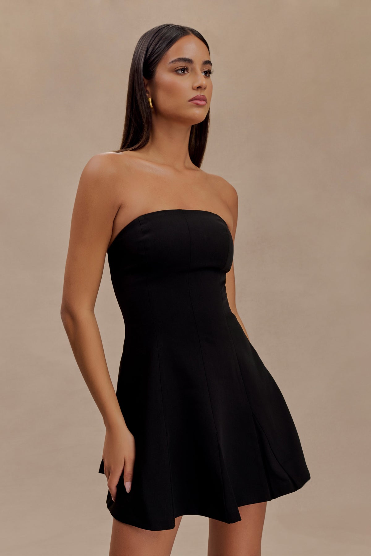 Indiana Strapless Suiting Mini Dress - Black #3
