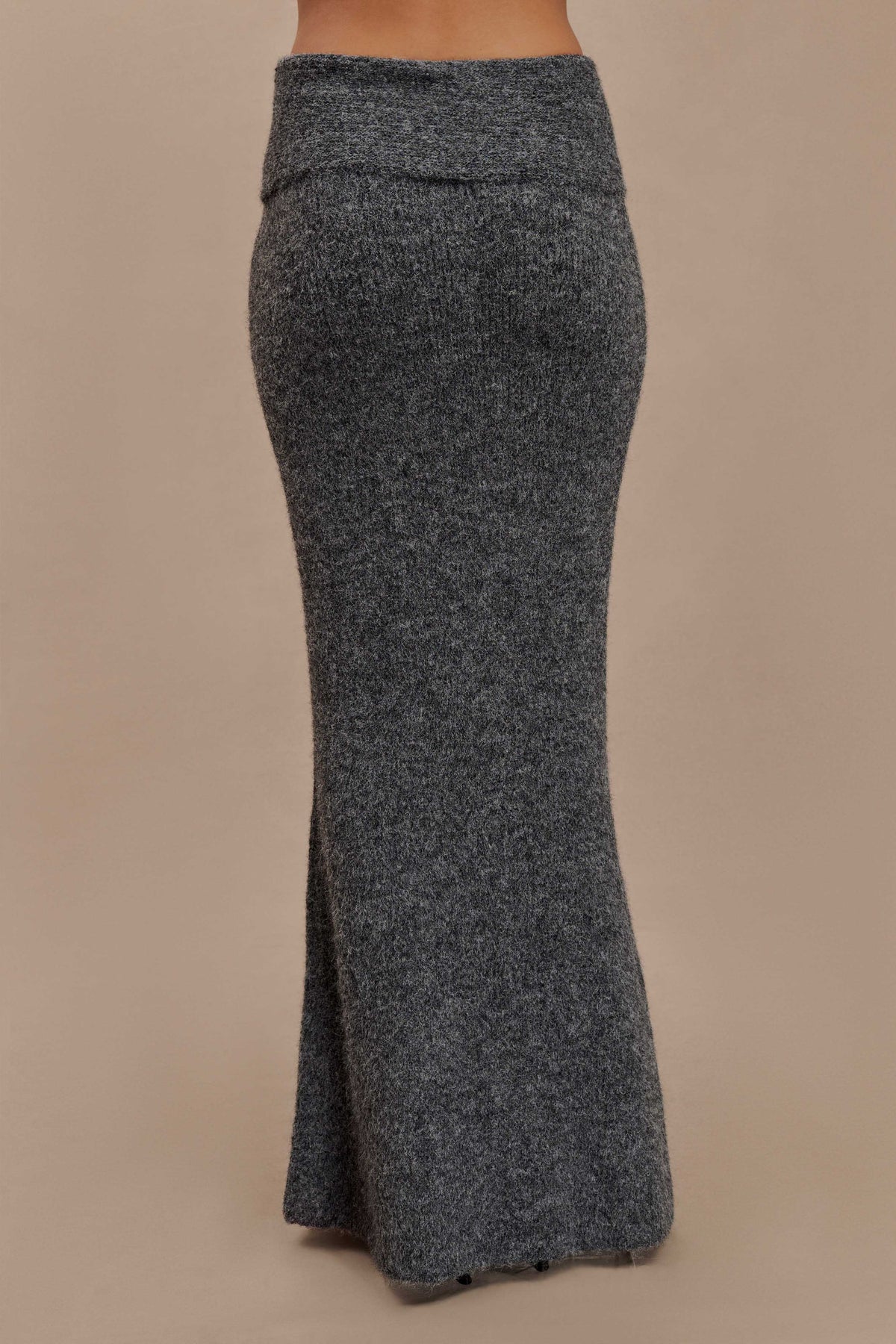 Charlotte Knit Maxi Skirt With Overlay - Charcoal #8