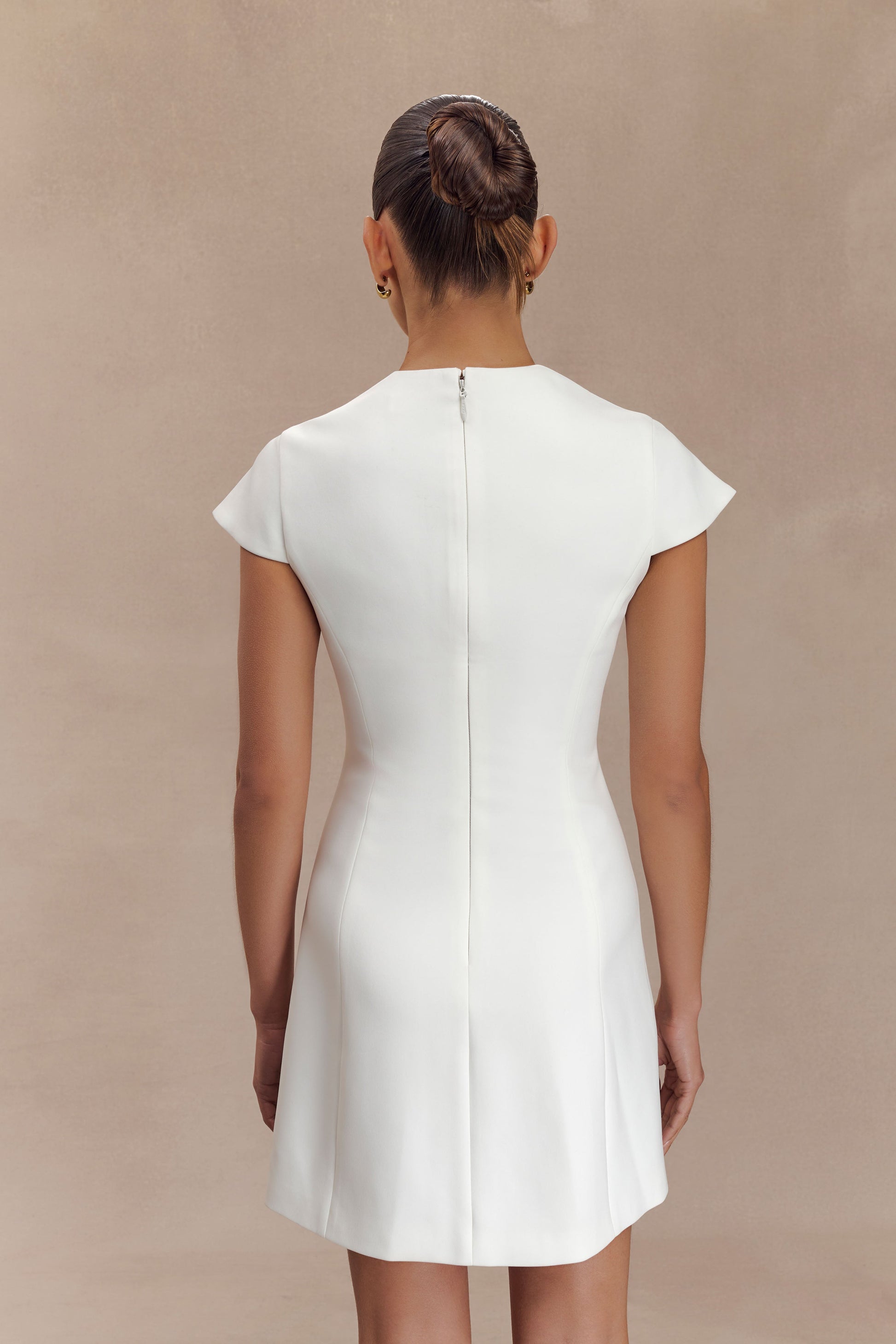 Remi Suiting Mini Dress With Floral Hardware - White #3