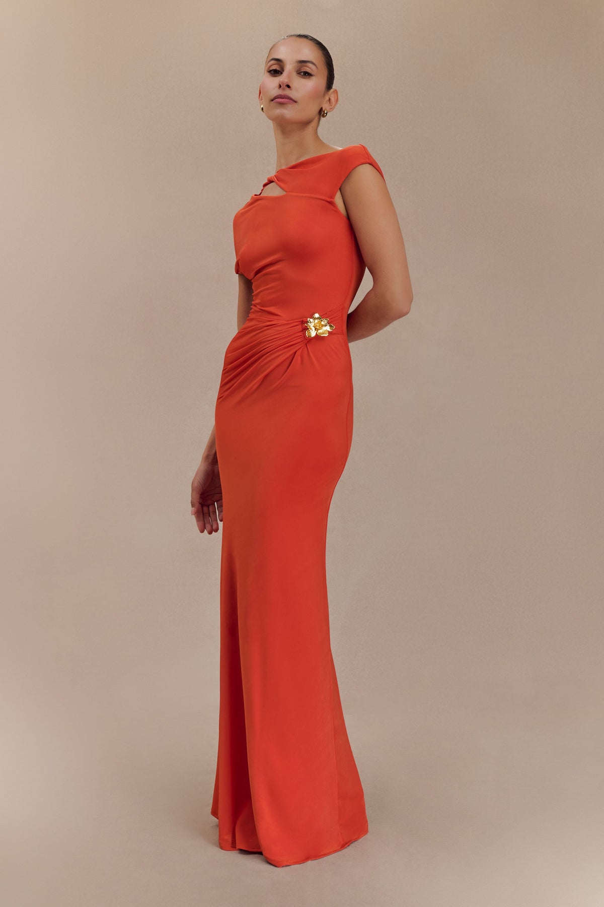Kaida Slinky Maxi Dress With Hardware - Burnt Orange #7