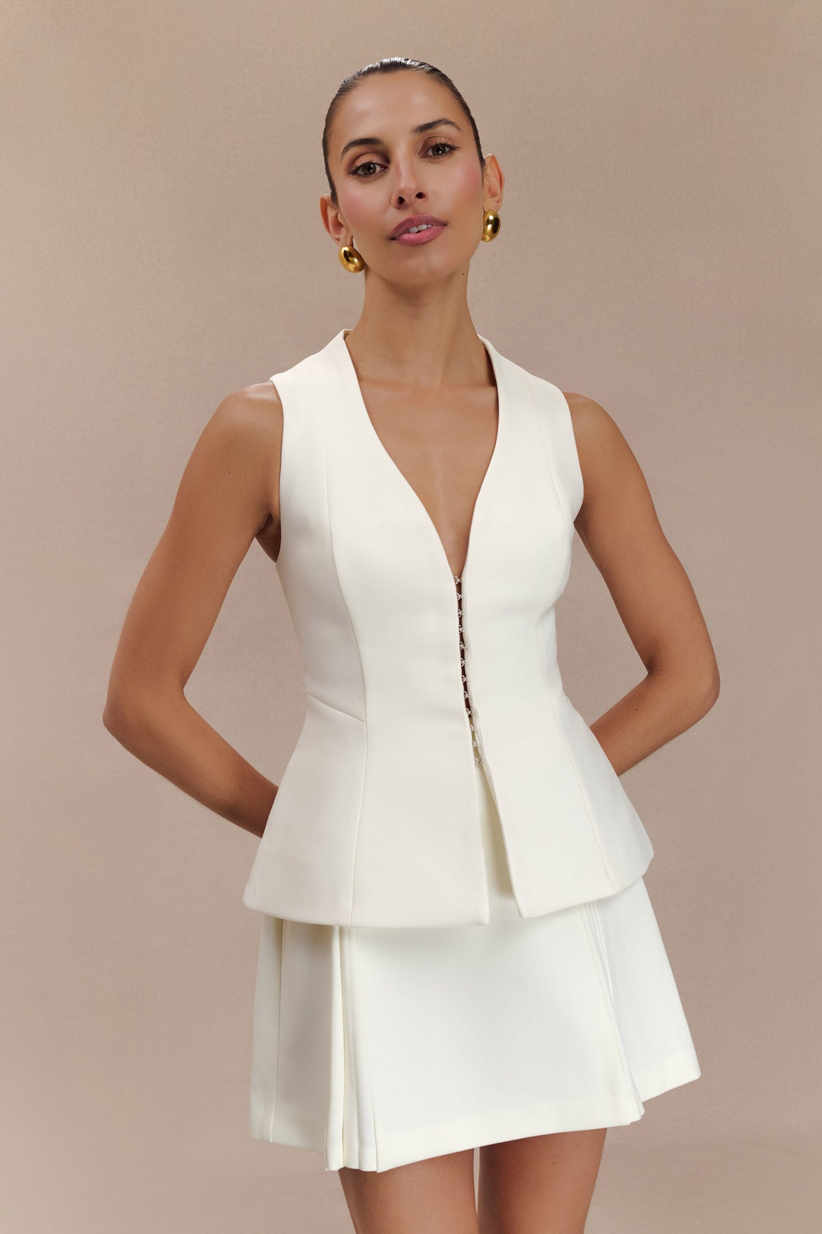 Melinda Structured Vest Top - Ivory #6