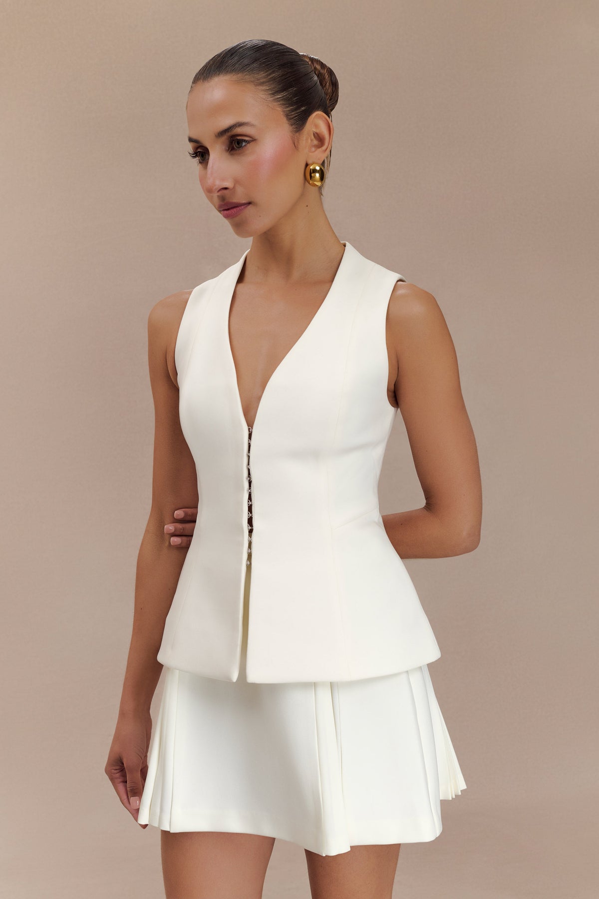 Melinda Structured Vest Top - Ivory #7