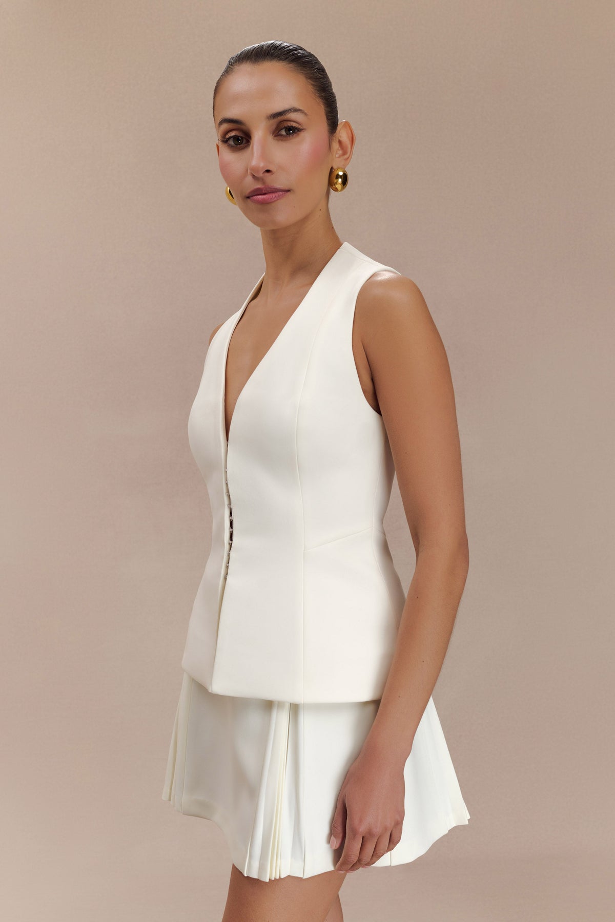 Melinda Structured Vest Top - Ivory #5