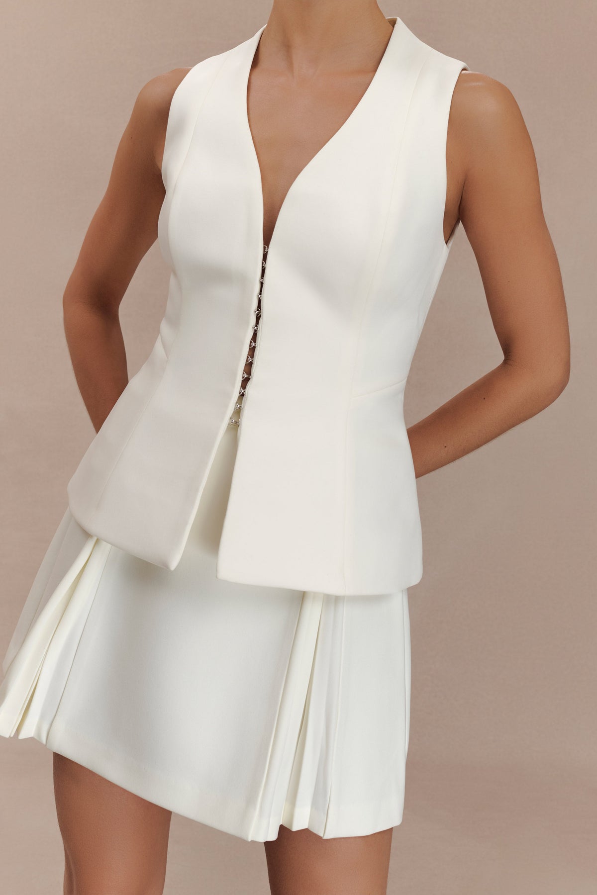 Melinda Structured Vest Top - Ivory