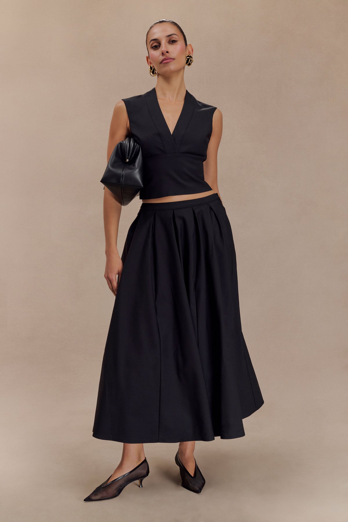 Jemima Cotton Midi Skirt - Black #2