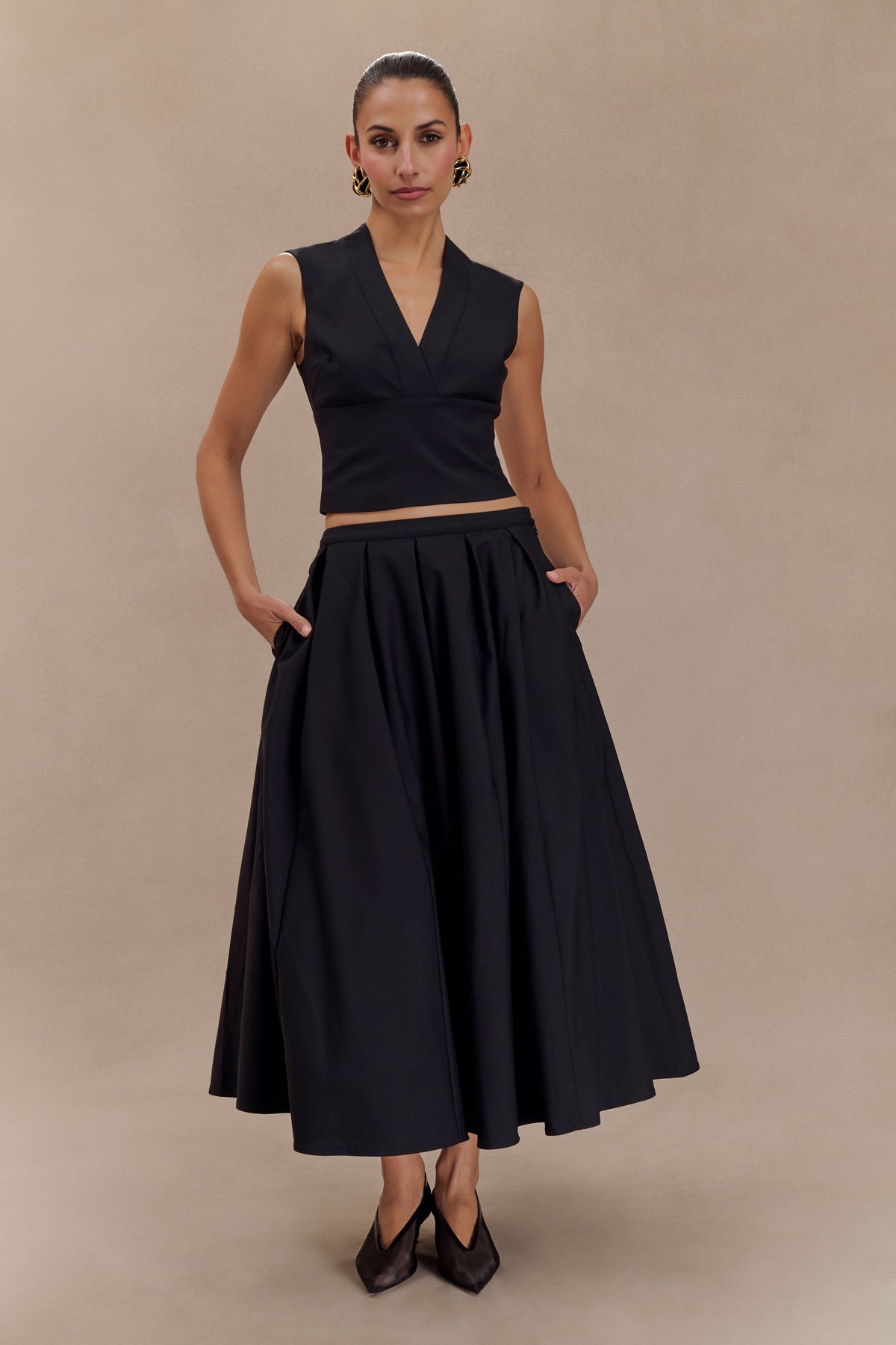 Jemima Cotton Midi Skirt - Black #5