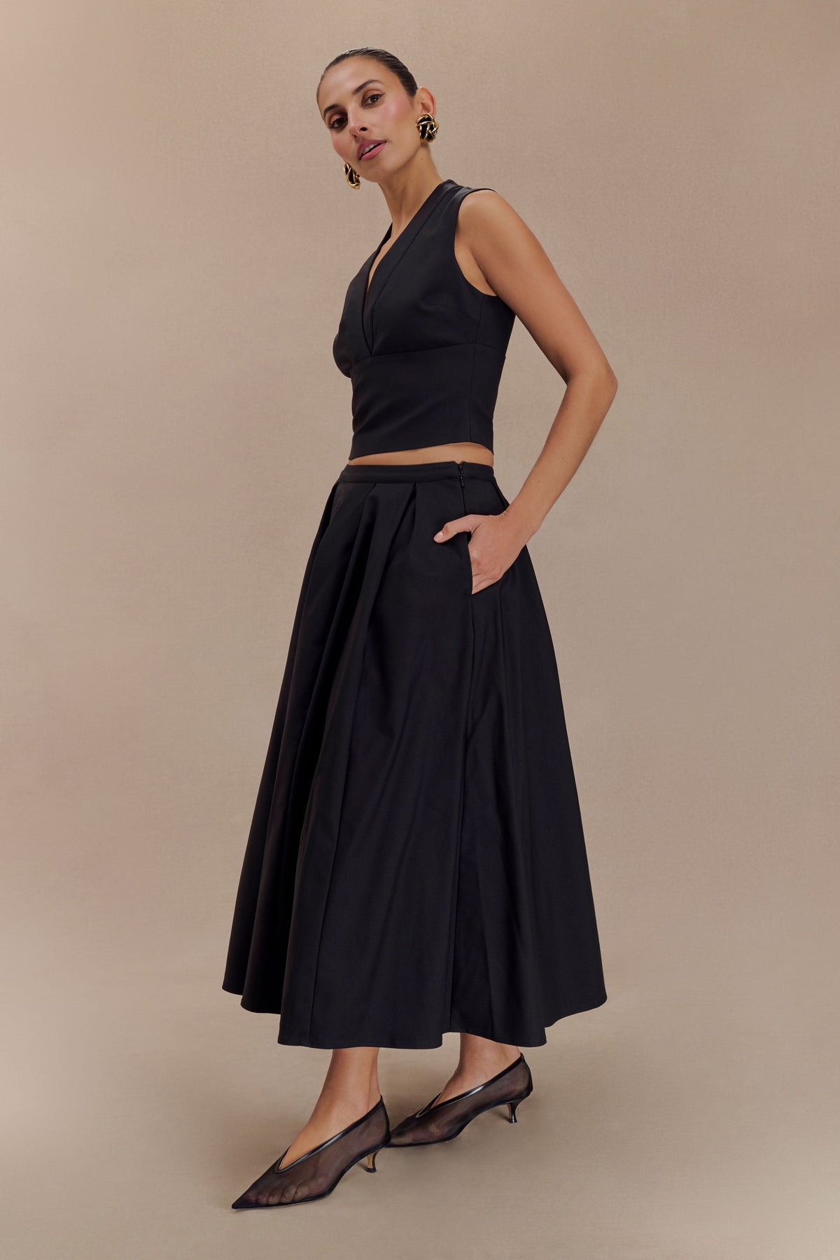 Jemima Cotton Midi Skirt - Black #4