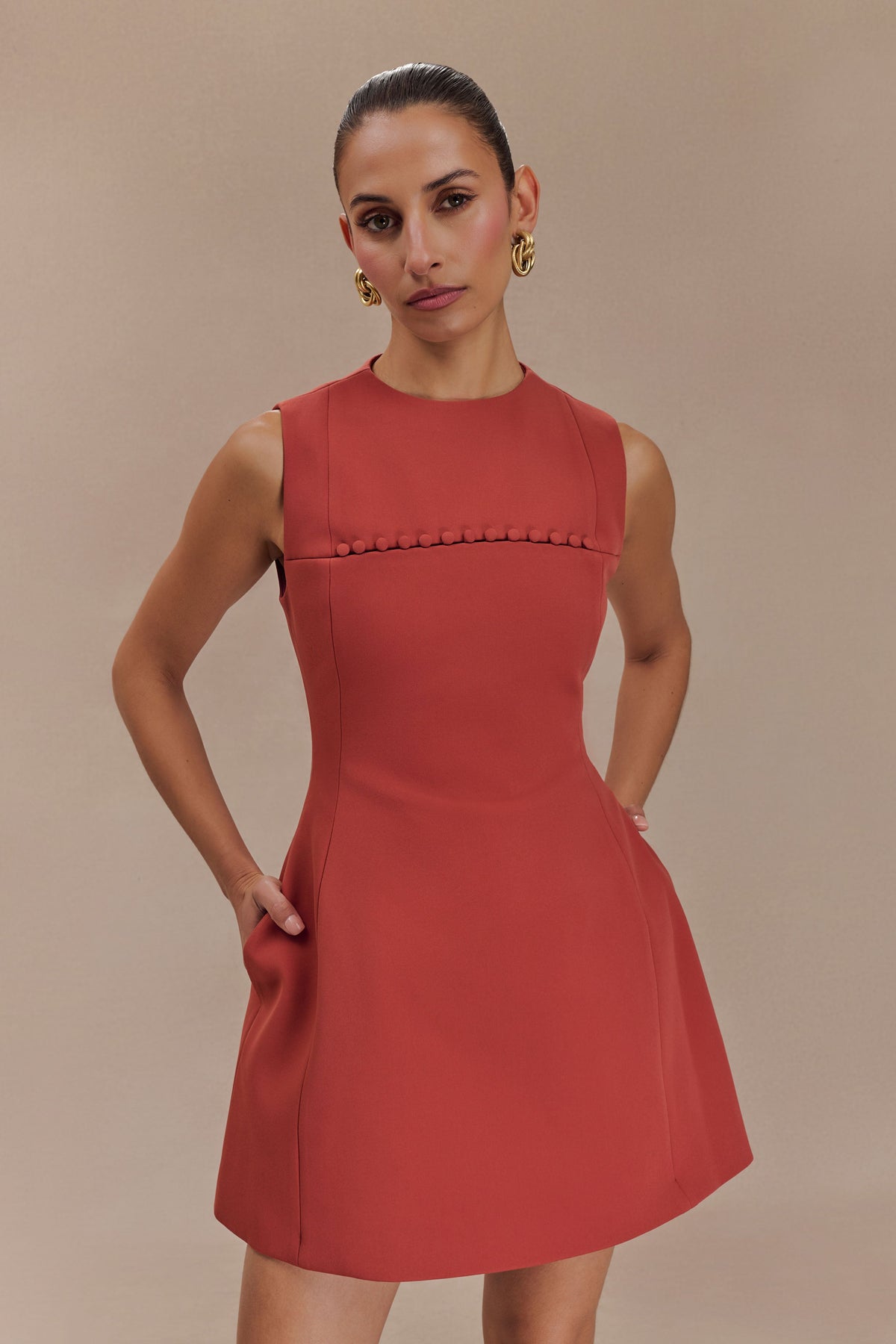 Winona Suiting Mini Dress With Cut Out - Chilli #2