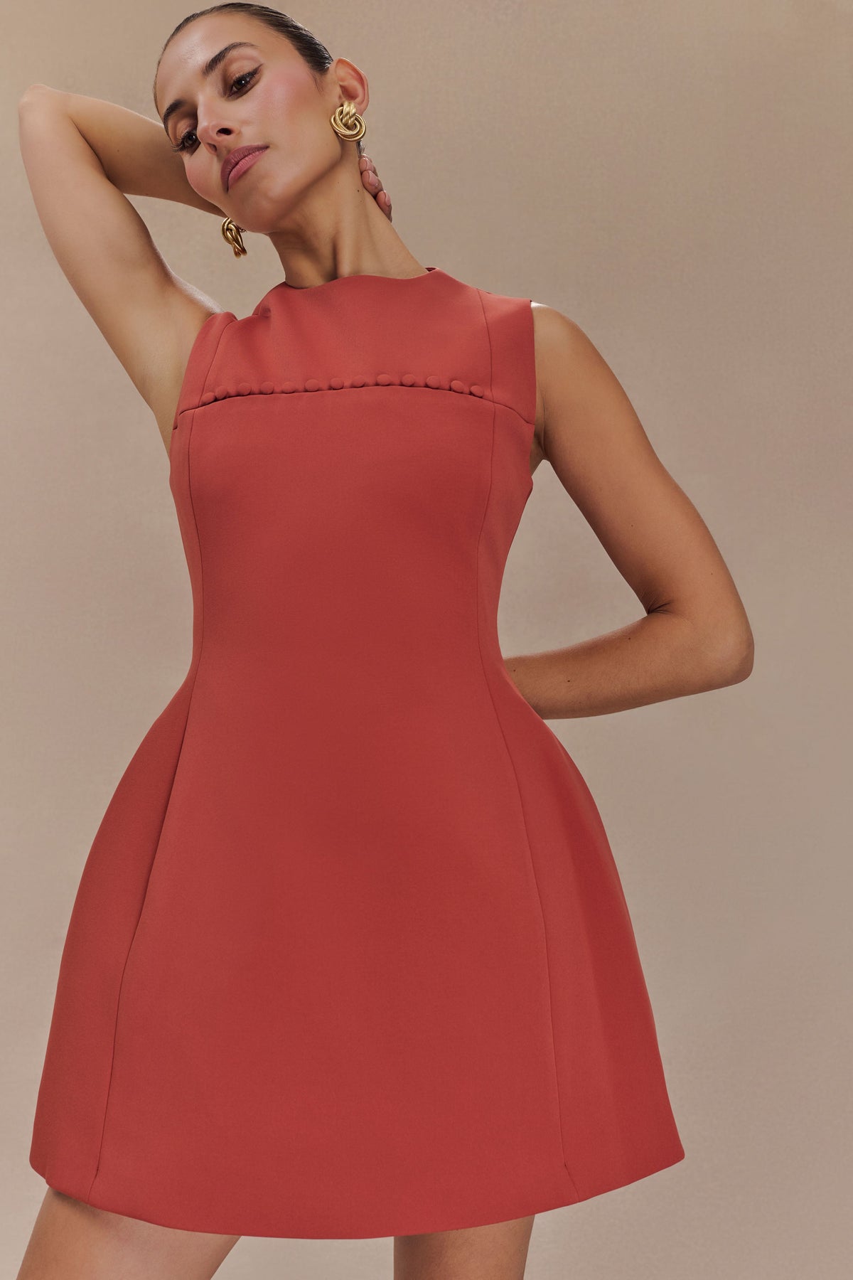 Winona Suiting Mini Dress With Cut Out - Chilli #5